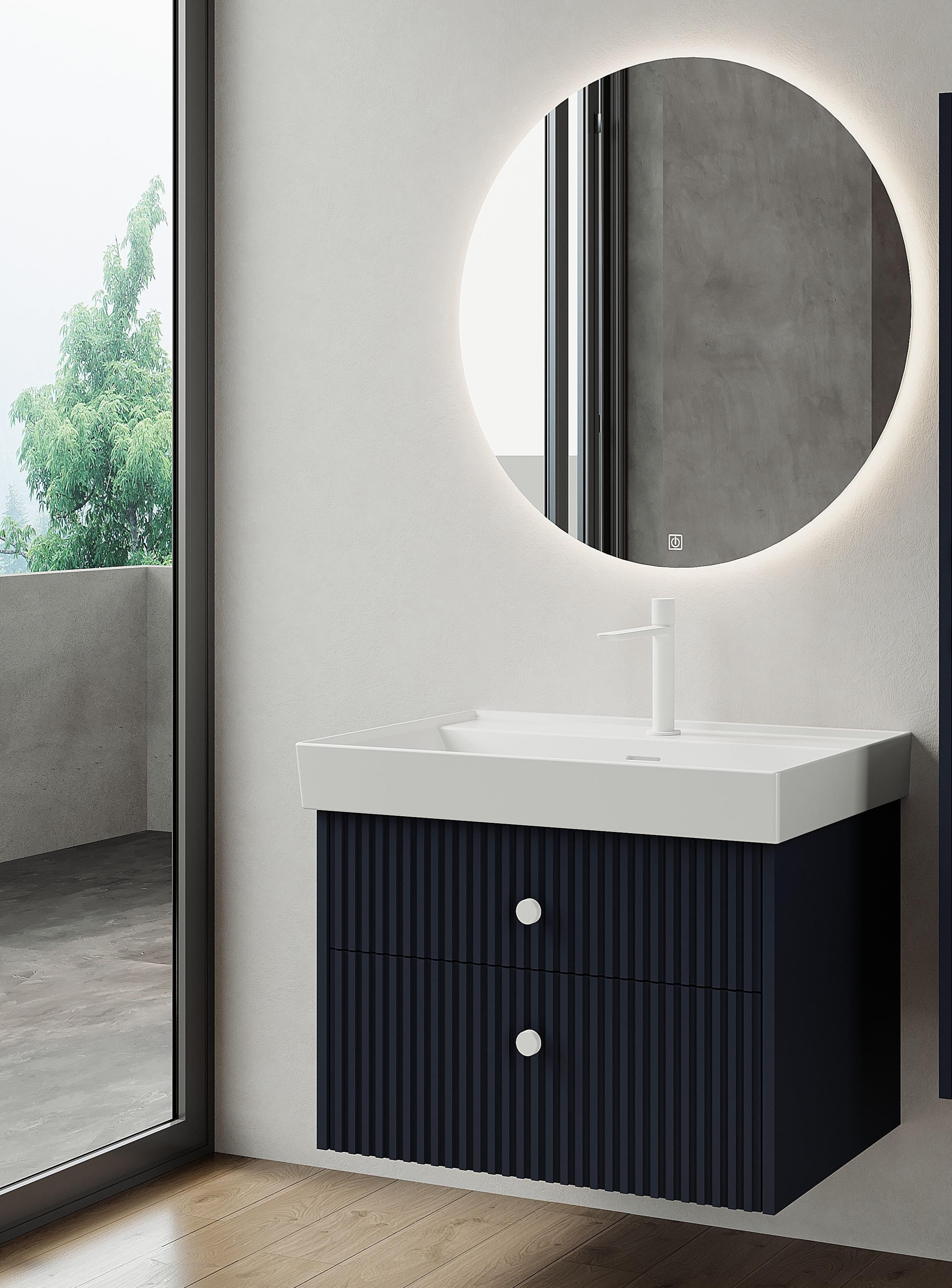 Denko Marsilya 80 cm (Mat Lacivert) Banyo Dolabı Takımı