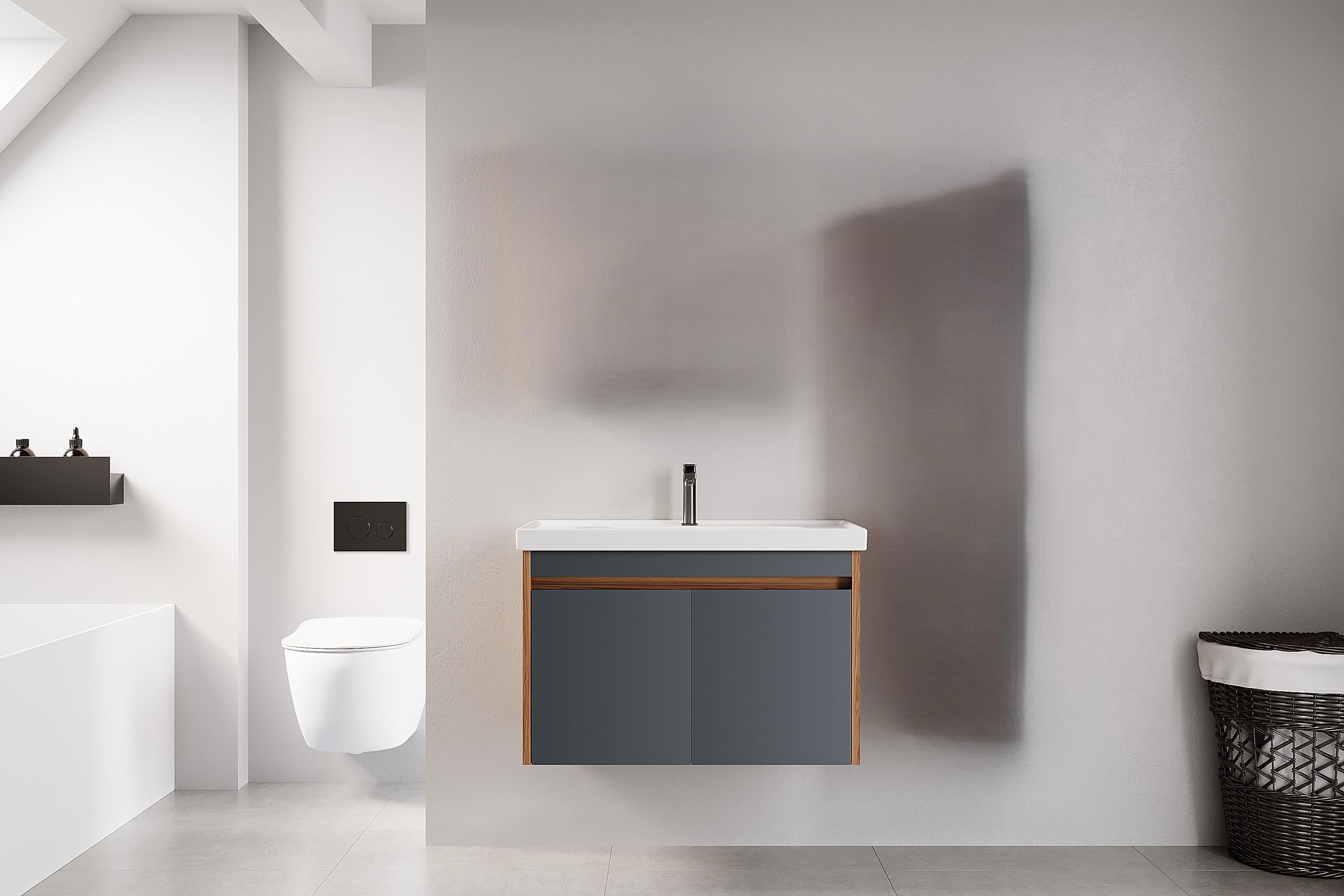 Denko Milano 80 cm (Hazar Antrasit) Banyo Dolabı (Alt Modül Lavabo)