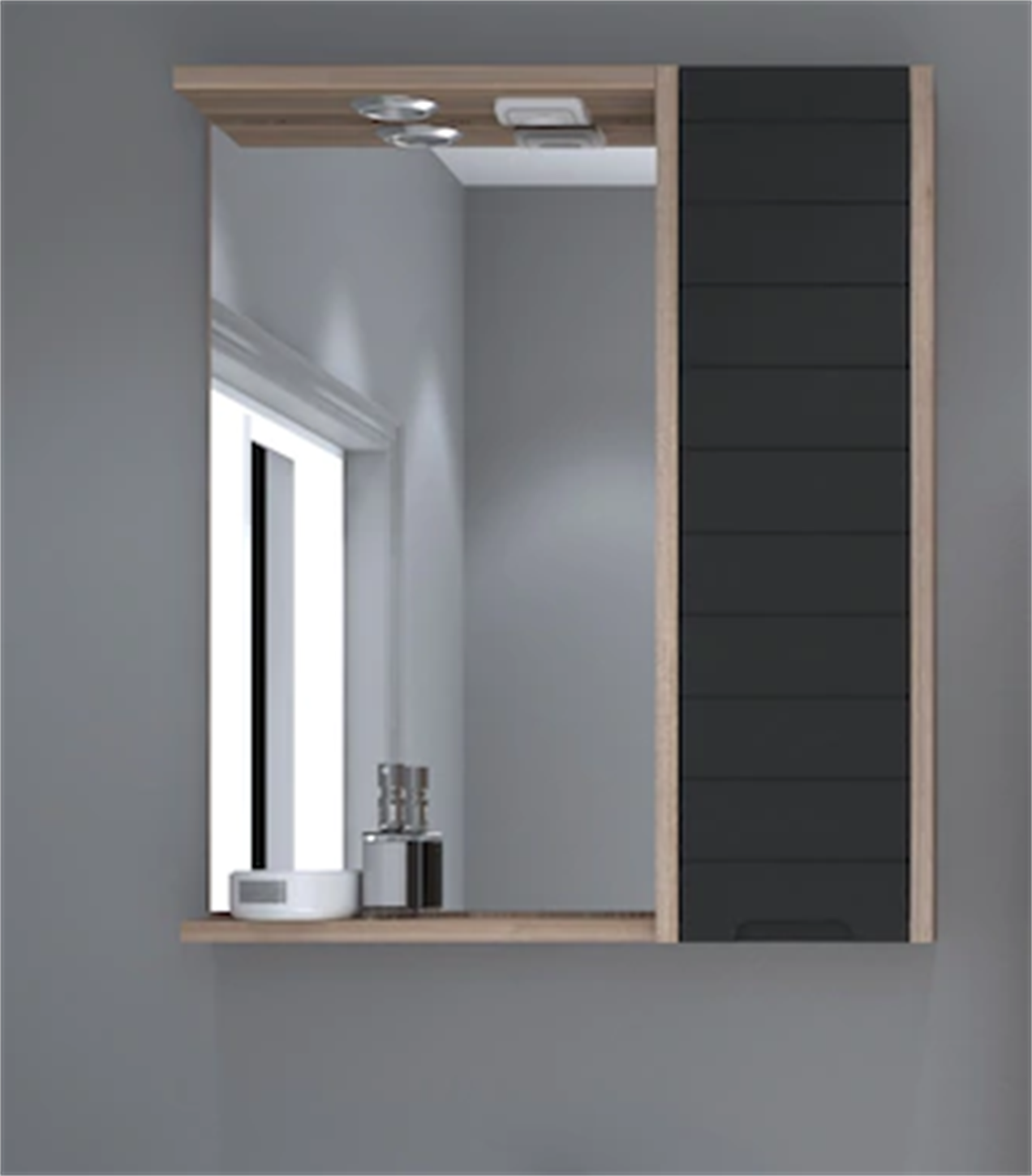 Denko Mostar 70 cm MDF Lake Banyo Dolabı Takımı Aynalı Üst Modülü