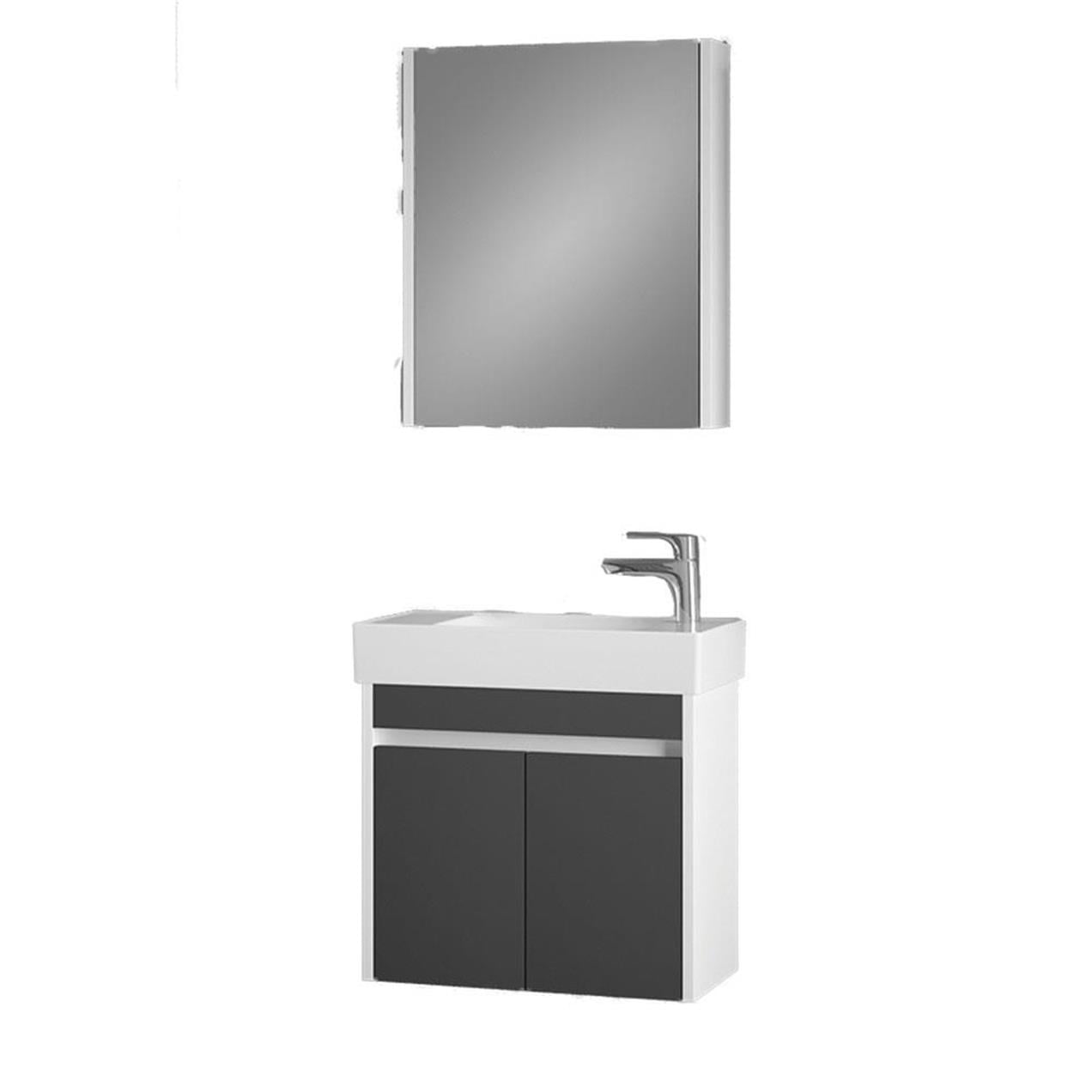 Denko Natalia 60 cm MDF Antrasit Gri Banyo Dolabı Takımı