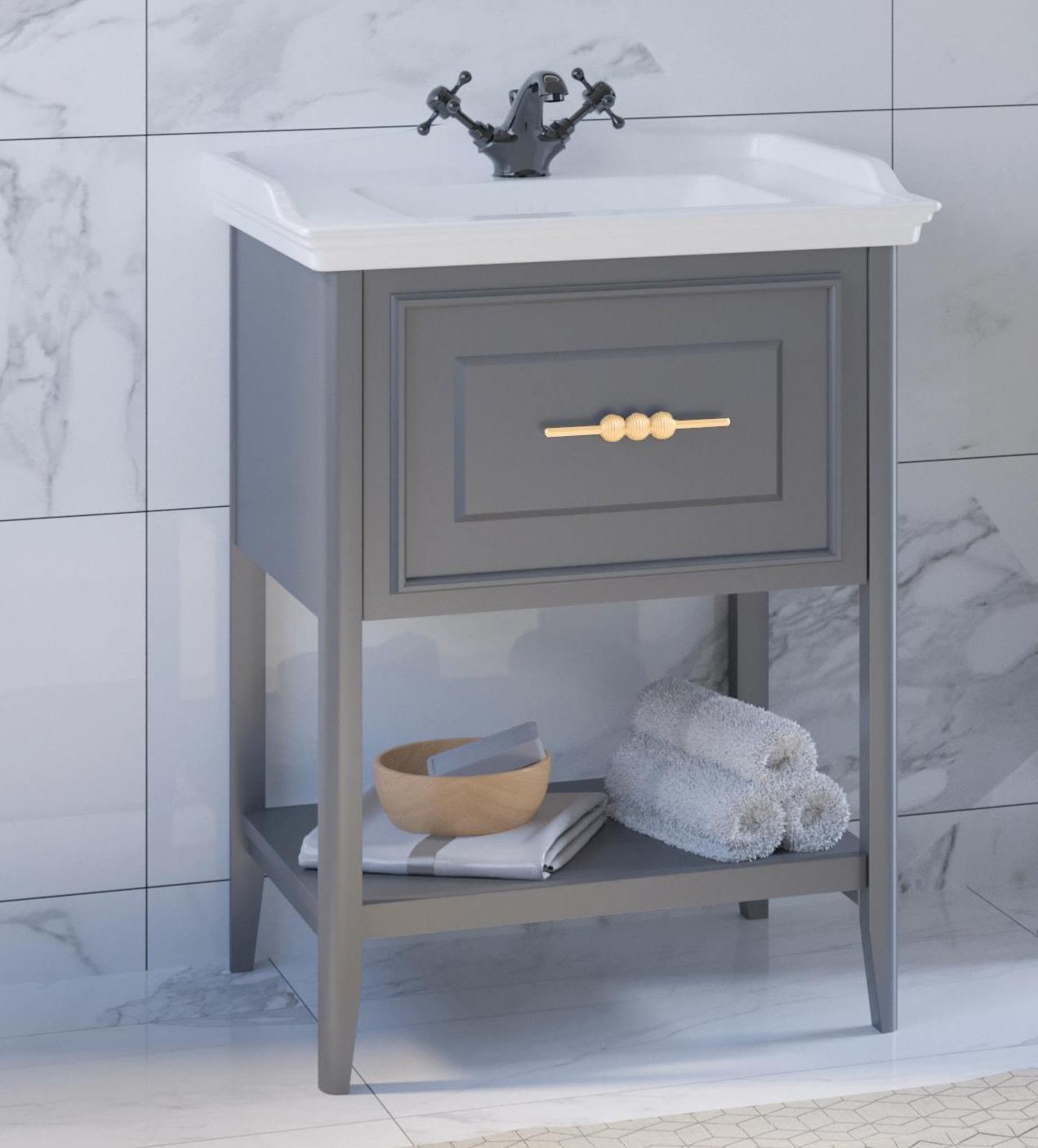 Denko Öykü 65 cm (Antrasit) Banyo Dolabı (Alt Modül Lavabo)