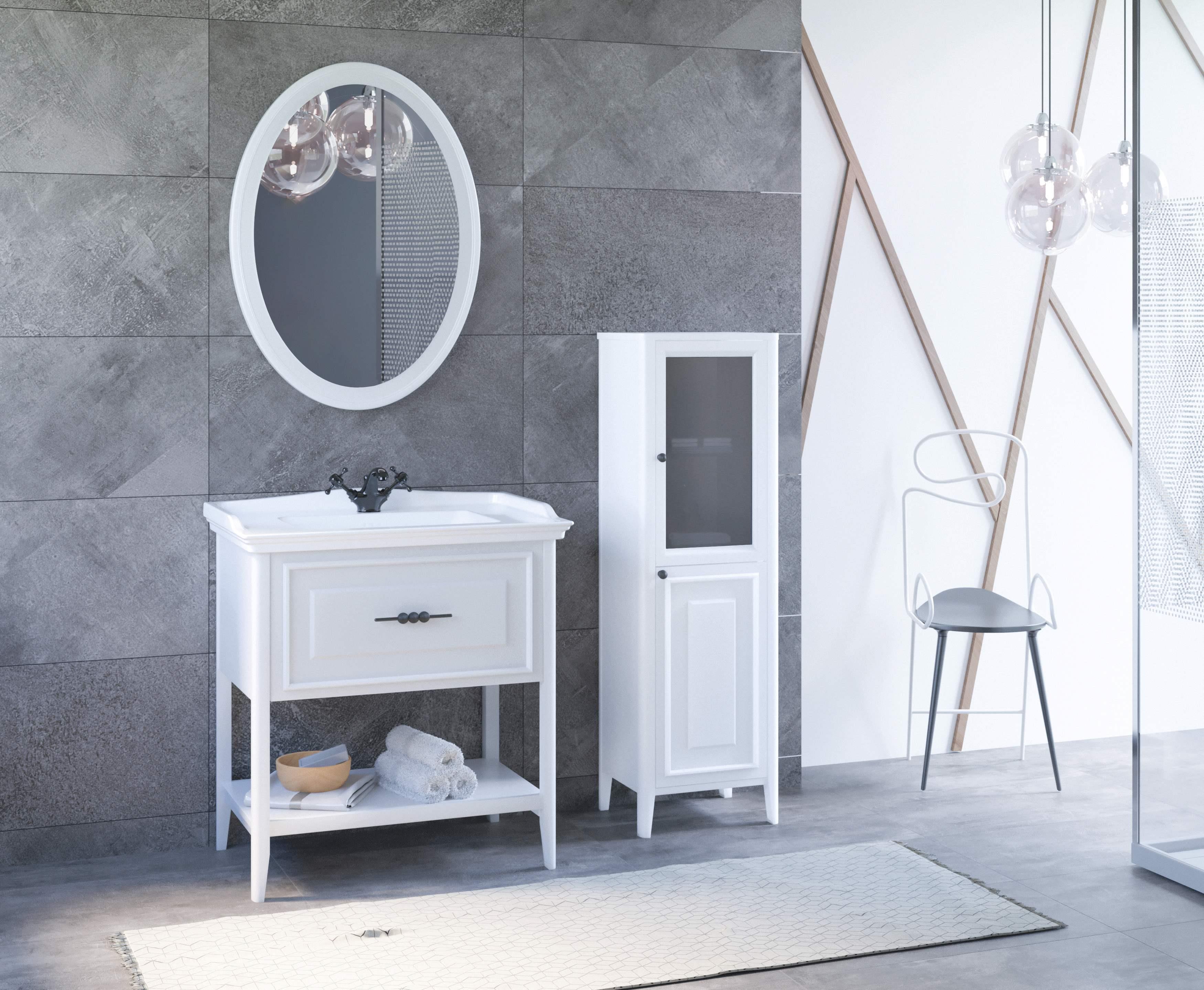 Denko Öykü 80 cm (Beyaz) Banyo Dolabı Takımı ve Boy Dolabı