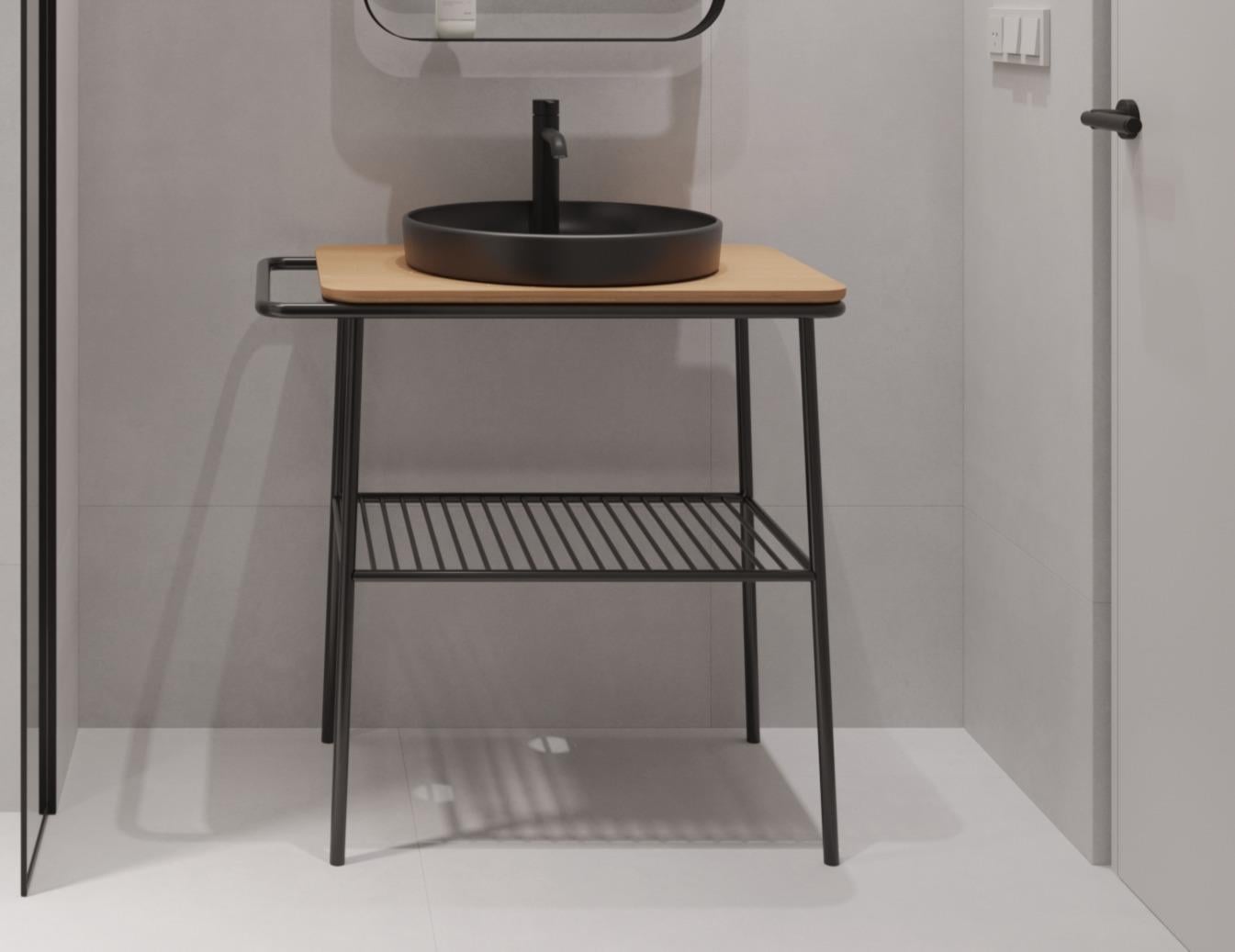 Denko Perast 95 cm (Siyah) Banyo Dolabı Alt Modül Lavabo