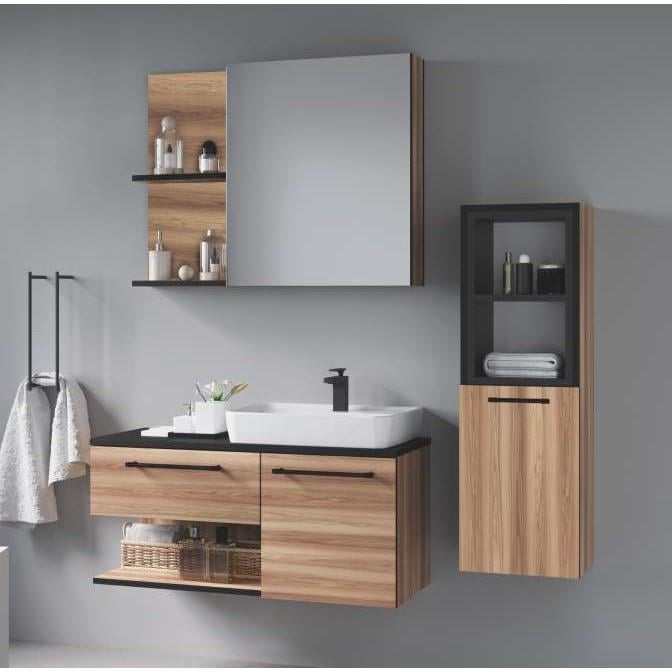 Denko Piramit 90 cm MDF Banyo Dolabı Takımı ve Boy Dolabı