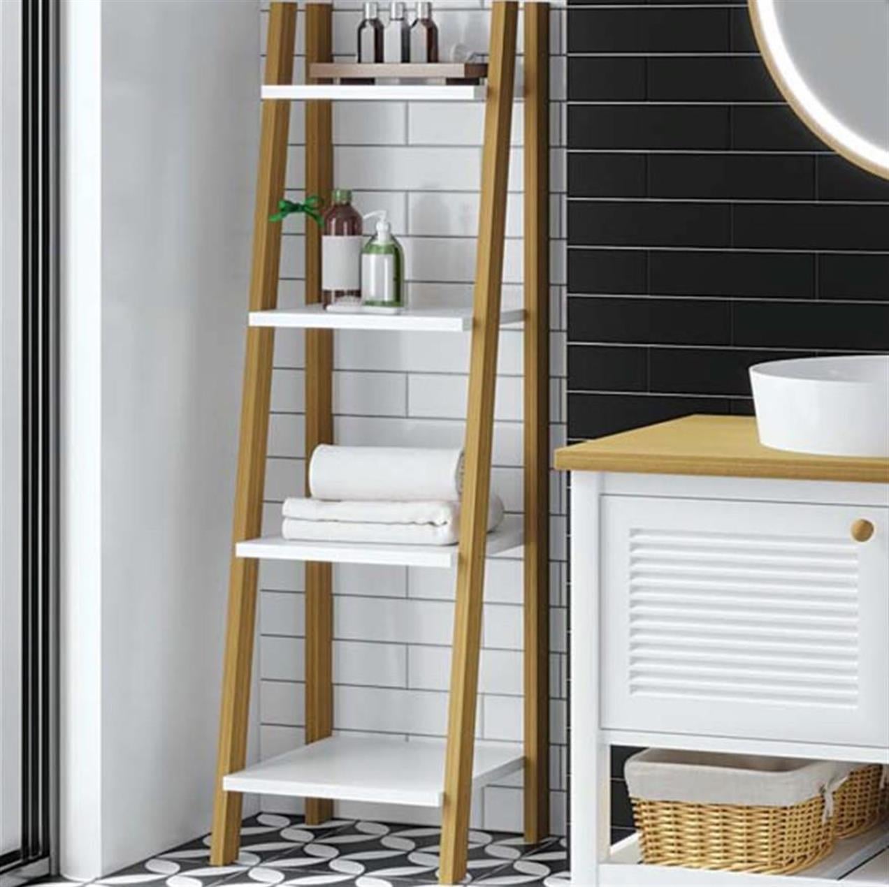Denko Smarto 40 cm MDF Beyaz-Meşe Banyo Boy Dolabı