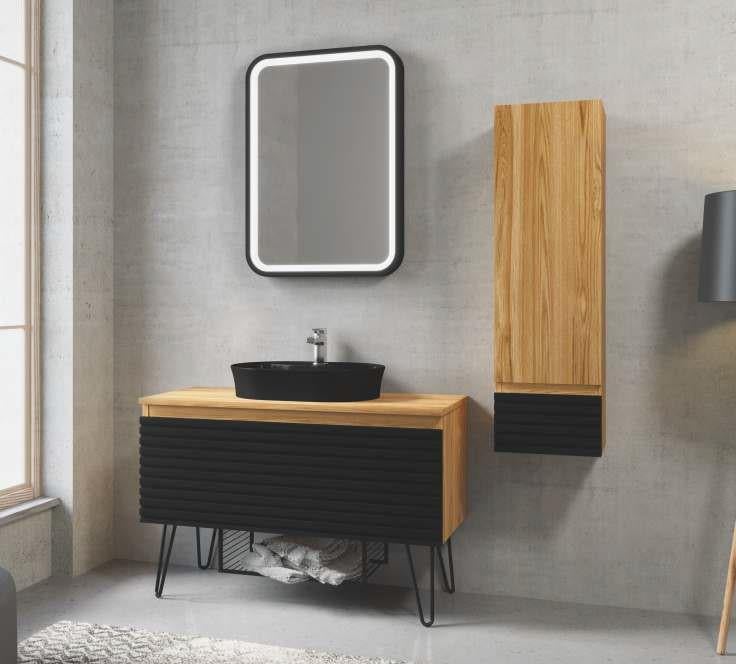 Denko Taylan 100 cm MDF Siyah Banyo Dolabı Takımı ve Boy Dolabı