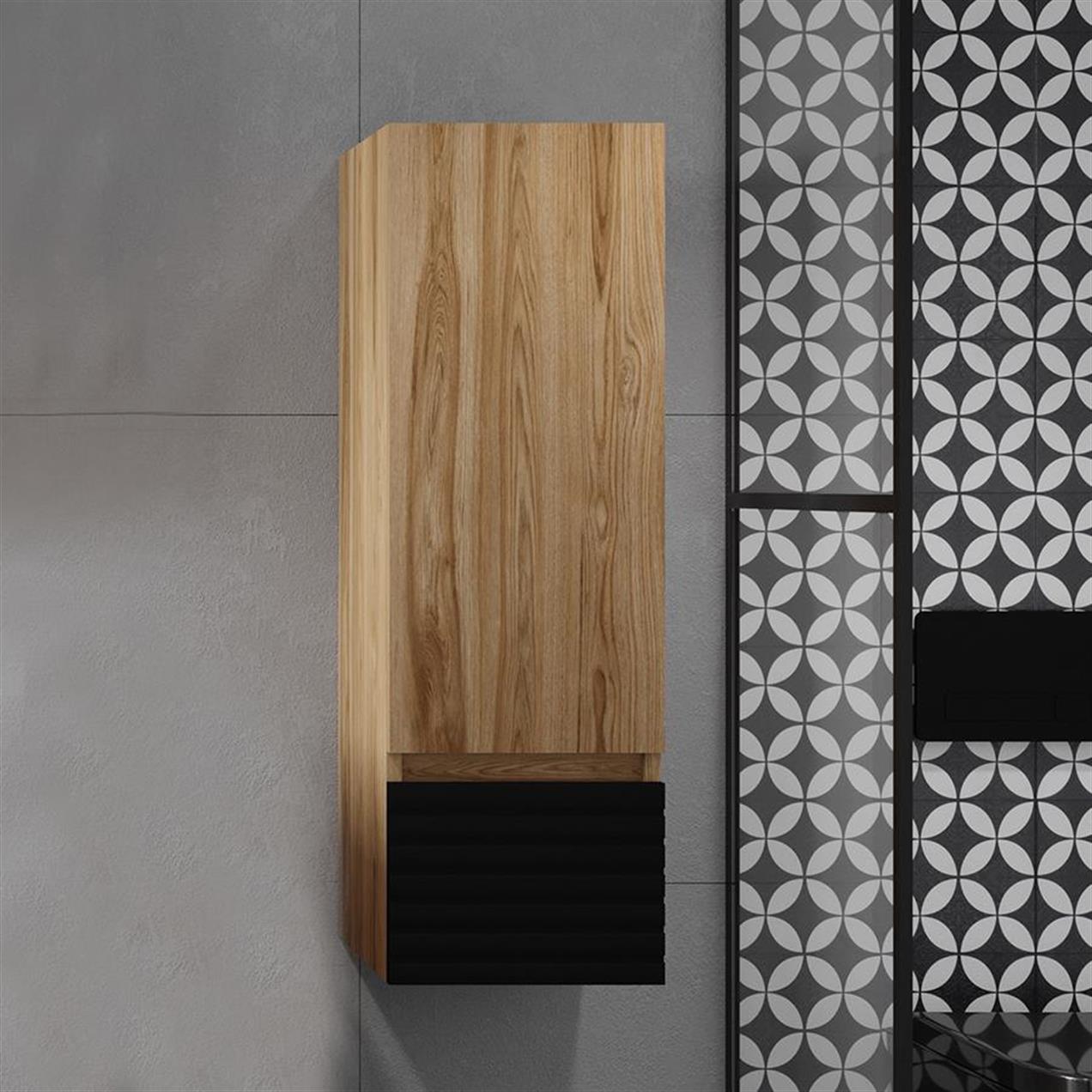 Denko Taylan 30 cm MDF Siyah Banyo Boy Dolabı