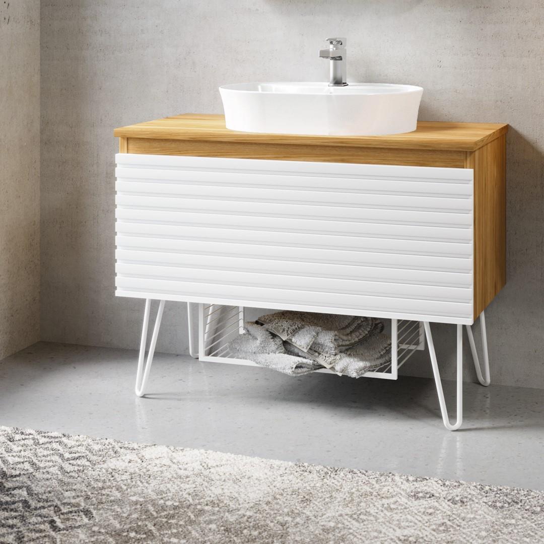 Denko Taylan 85 cm MDF Beyaz Banyo Dolabı Alt Modül ve Lavabo