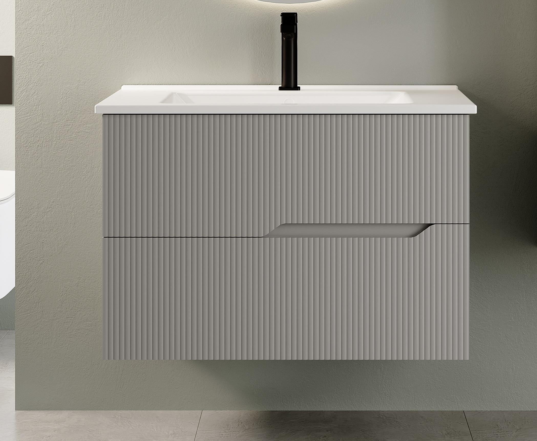 Denko Tiran 100 cm (Beyoğlu Gri) Banyo Dolabı (Alt Modül Lavabo)