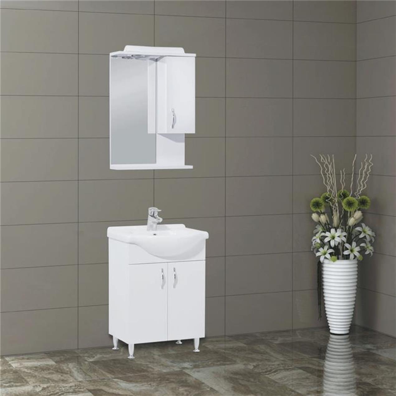 Denko Trend 55 cm Beyaz Banyo Dolabı Alt Modül ve Seramik Lavabo