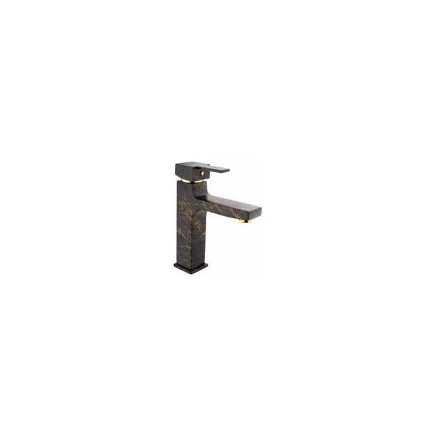 Gms Elit Mix Siyah Altın Desen Lavabo Musluk Bataryası Çift Su Girişli EL227-SAD