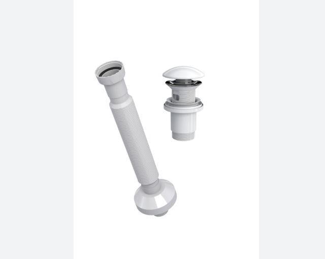 Monavit Klick Klack Parlak Beyaz Seramik Kapaklı Lavabo Süzgeci Taşma Delikli  Ø32 Sifon (220570)