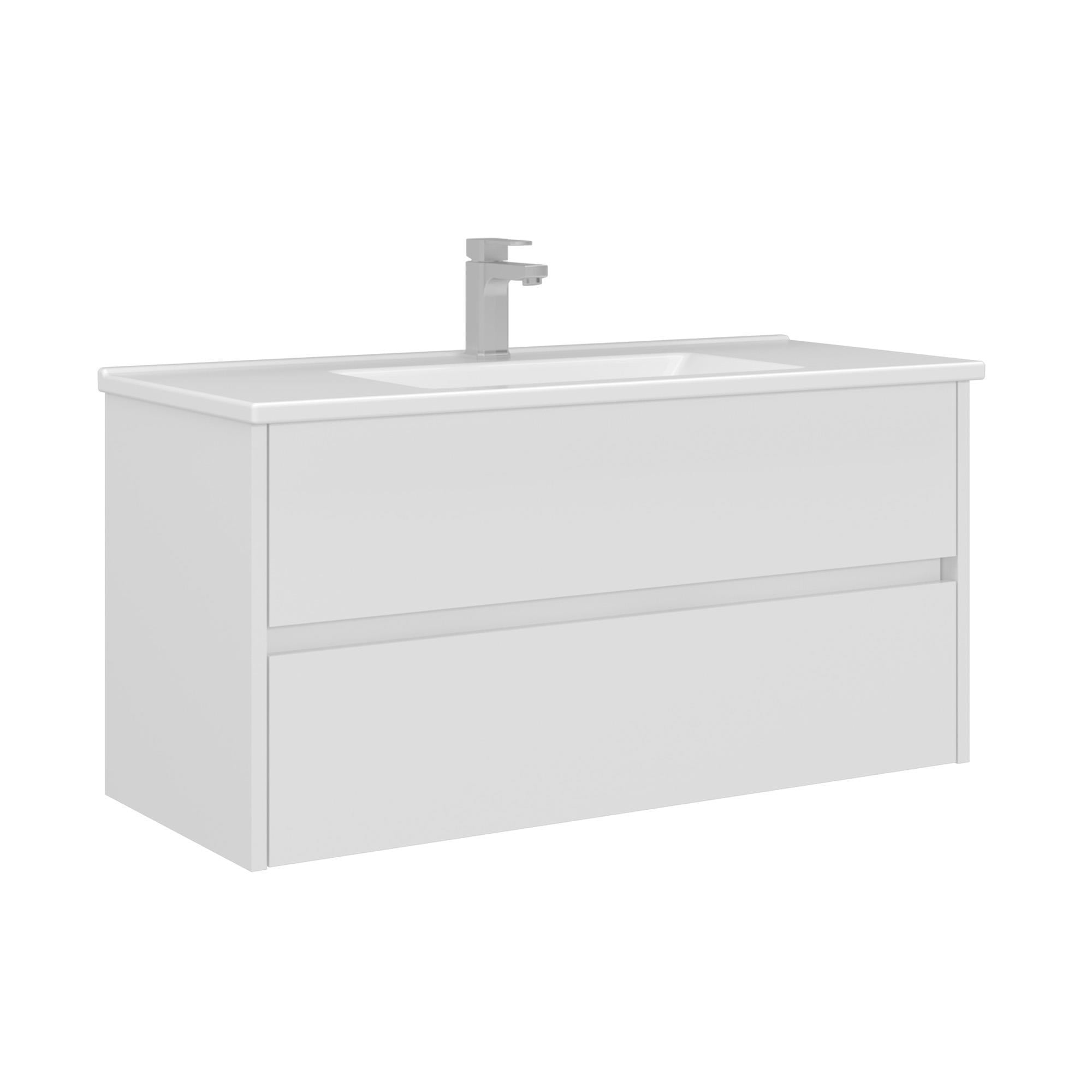 Orka Arno 100 cm Parlak Beyaz Çekmeceli Banyo Dolabı Alt Modül Lavabo