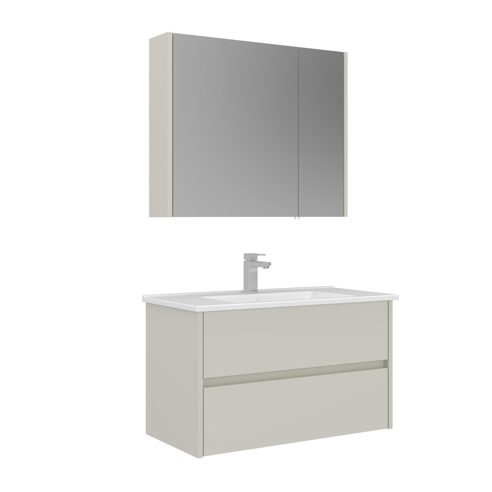 Orka Arno 85 cm Parlak Kaşmir Çekmeceli Banyo Dolabı Takımı 