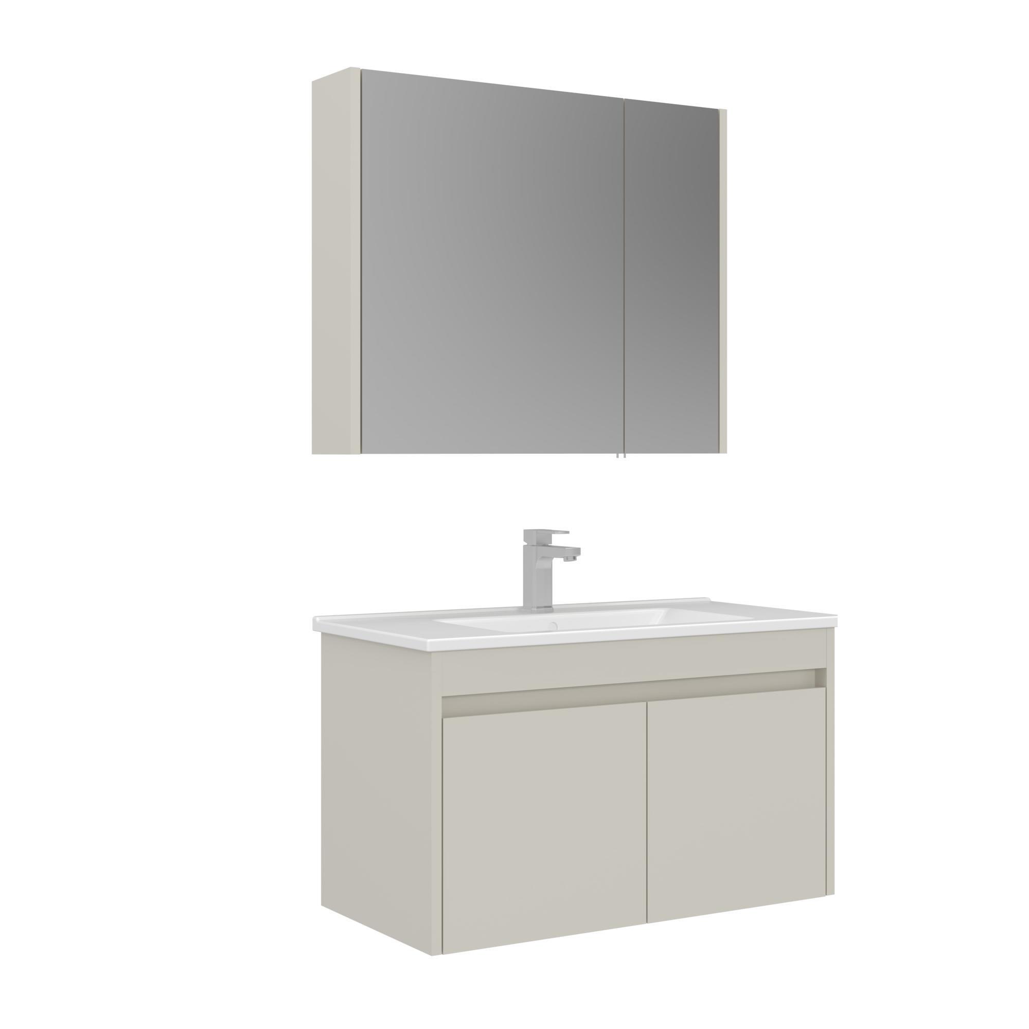 Orka Arno 85 cm Parlak Kaşmir Kapaklı Banyo Dolabı Takımı 