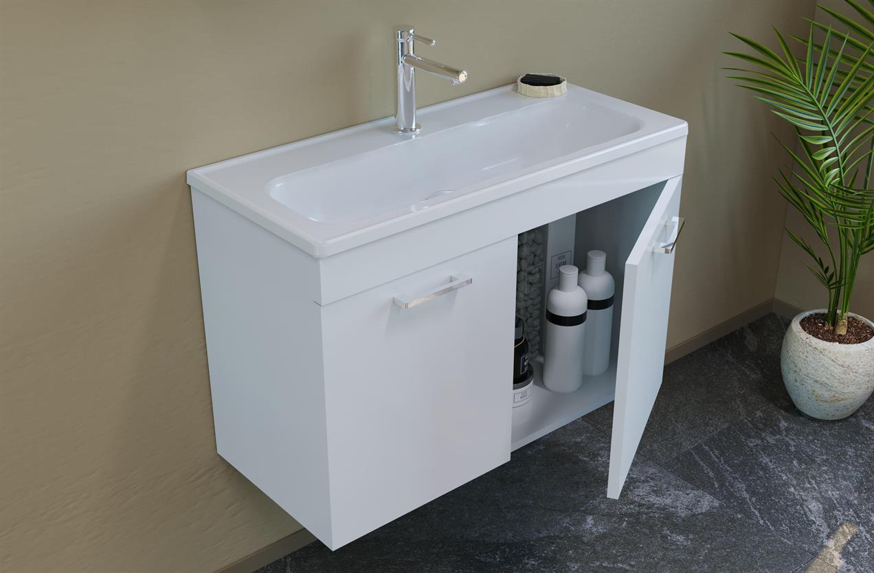 Orka Bafa 80 cm MDF Banyo Dolabı Alt Modül ve Lavabo