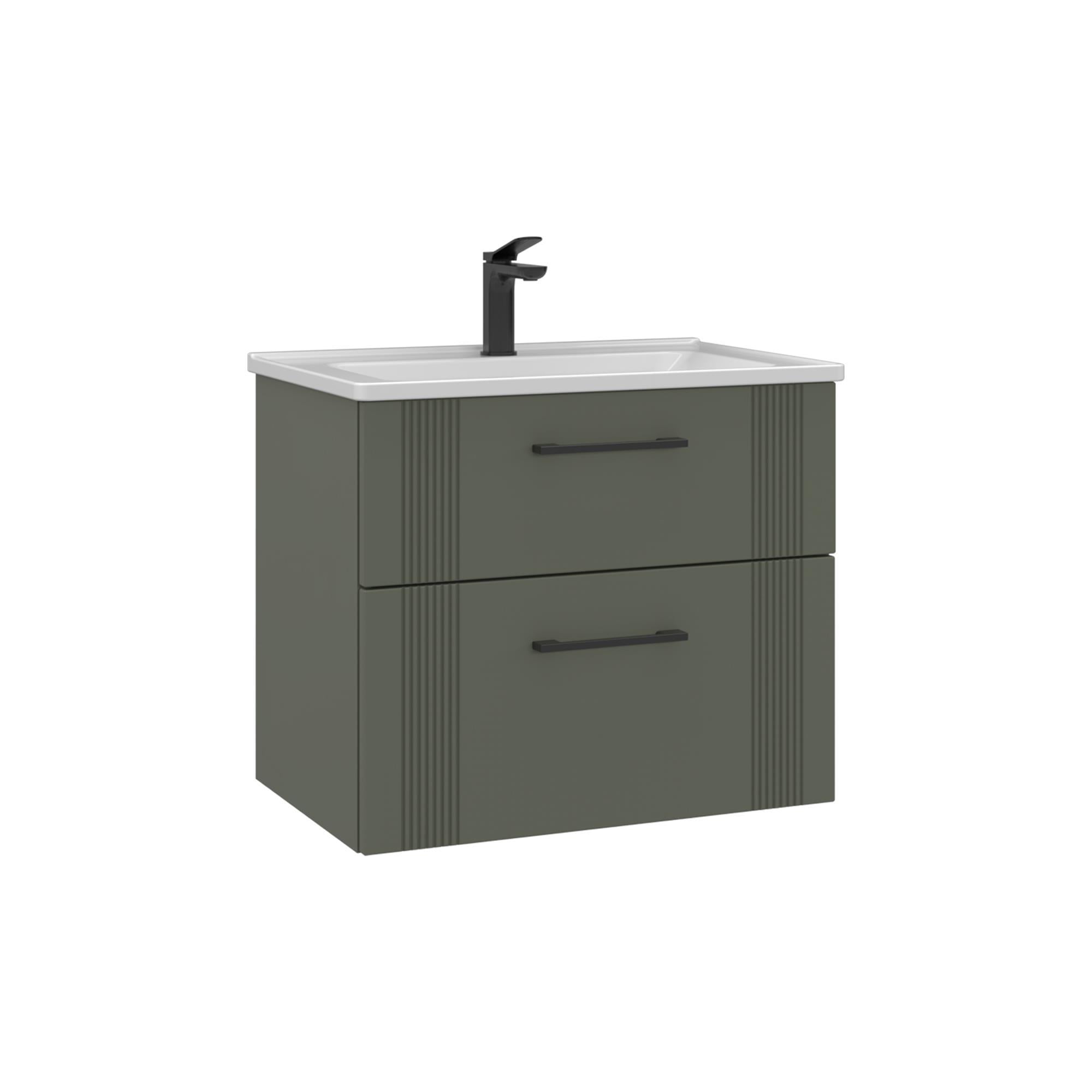 Orka Bari 65 cm Mat Yeşil Banyo Dolabı Alt Modül Lavabo