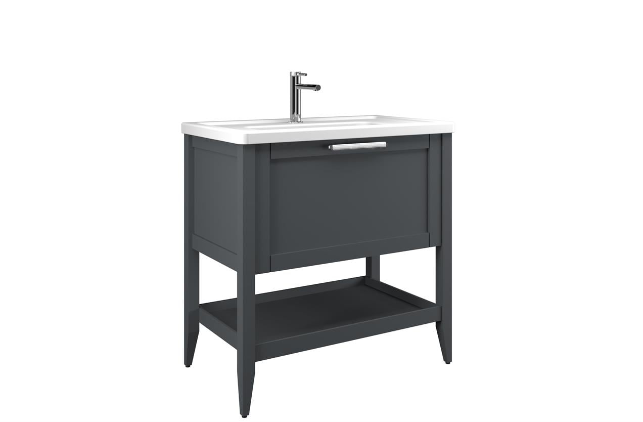 Orka Bastle 65 cm Mat Antrasit Banyo Dolabı Alt Modül ve Lavabo