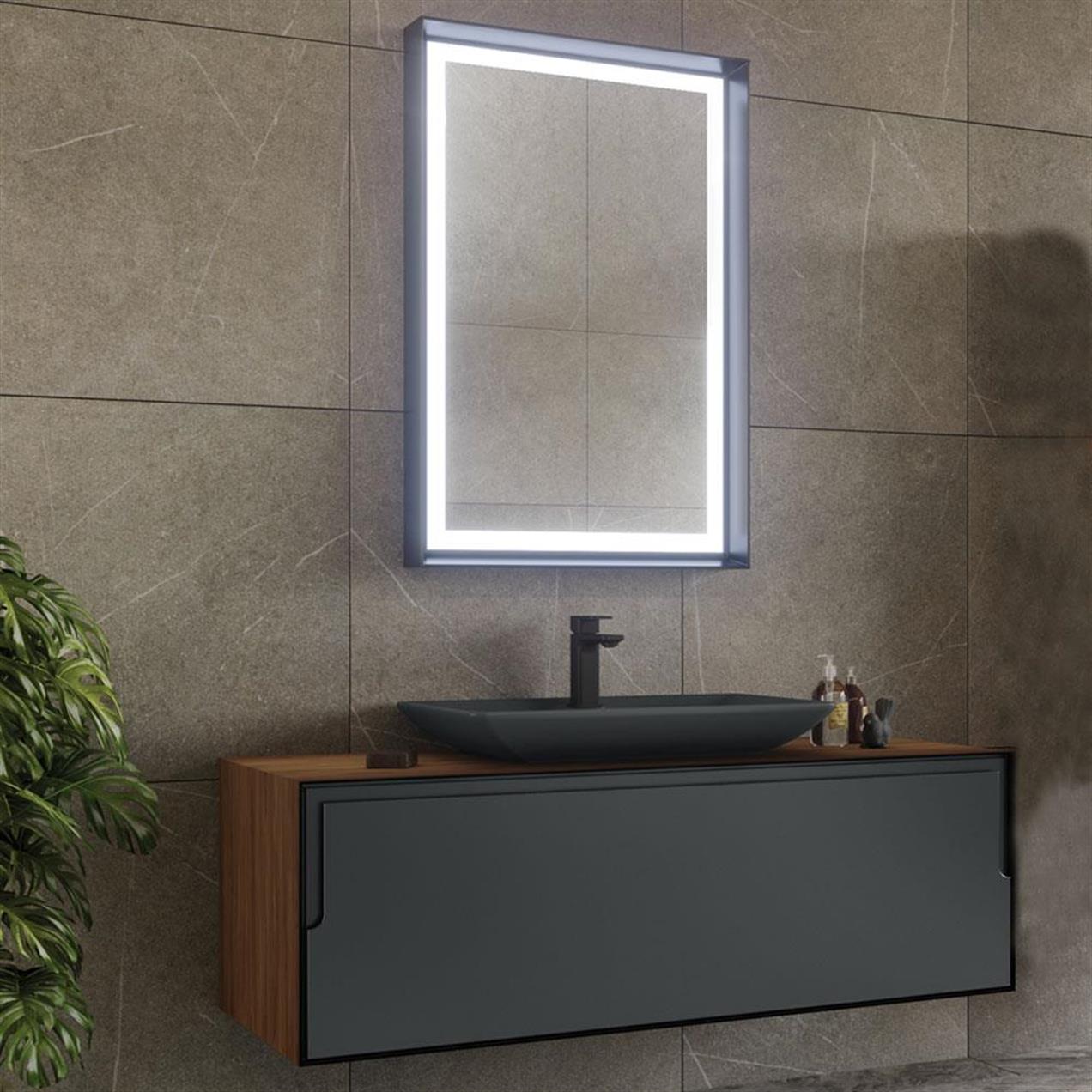 Orka Craft 120 cm MDF Ceviz-Mat Antrasit Banyo Dolabı Takımı