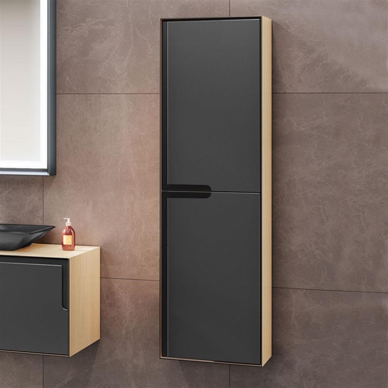 Orka Craft 40 cm MDF Meşe-Mat Antrasit Banyo Boy Dolabı