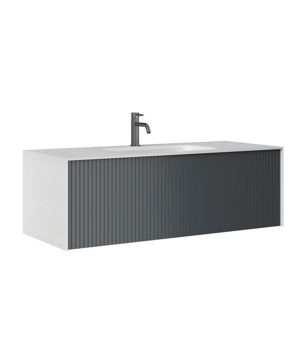 Orka Cube 100 cm Mat Antrasit Banyo Dolabı Alt Modül ve Lavabo