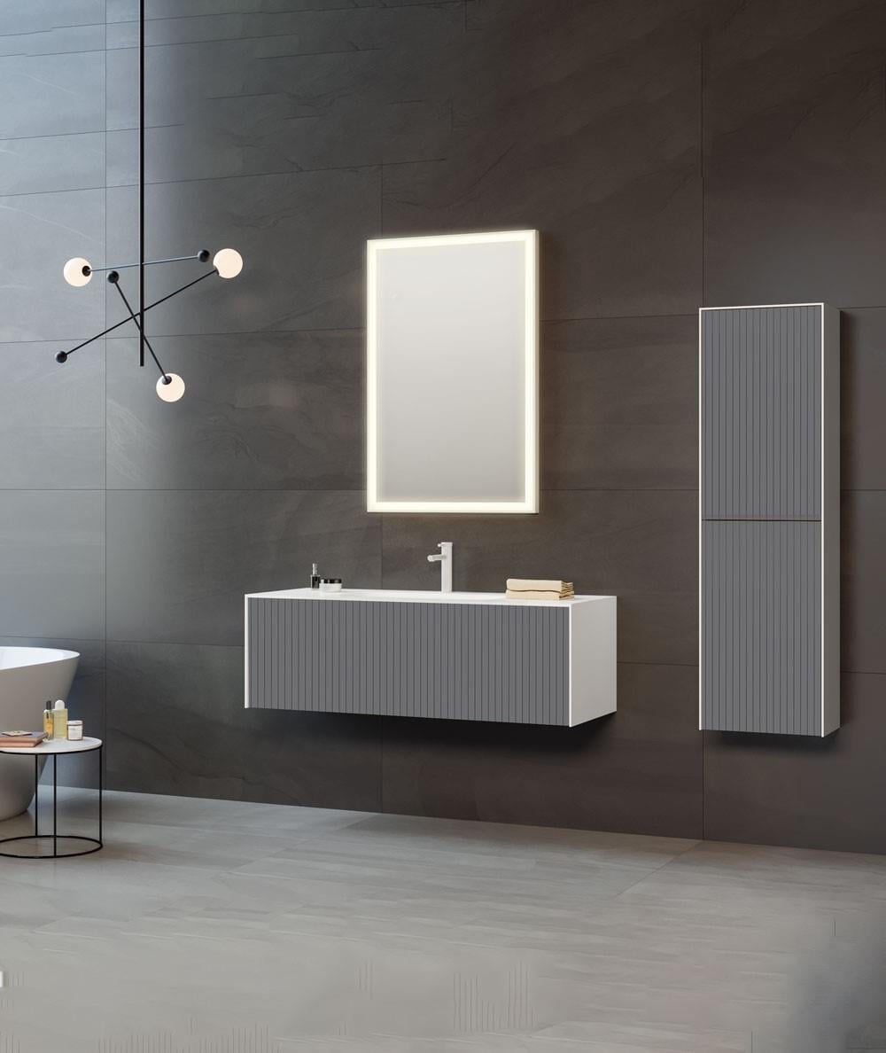 Orka Cube 100 cm Mat Antrasit Banyo Dolabı Takımı ve Boy Dolabı