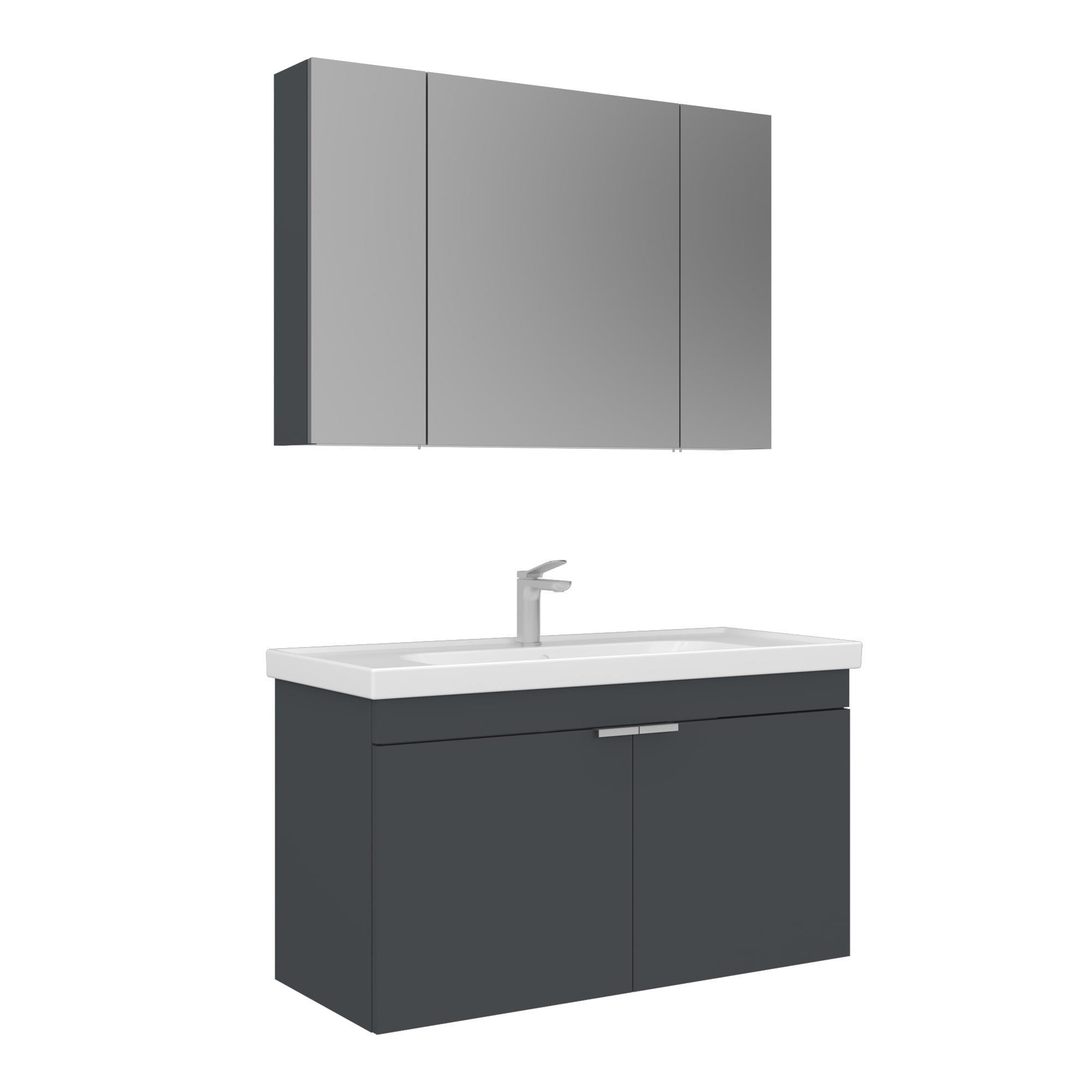 Orka Desna 100 cm Mat Antrasit Banyo Dolabı Takımı
