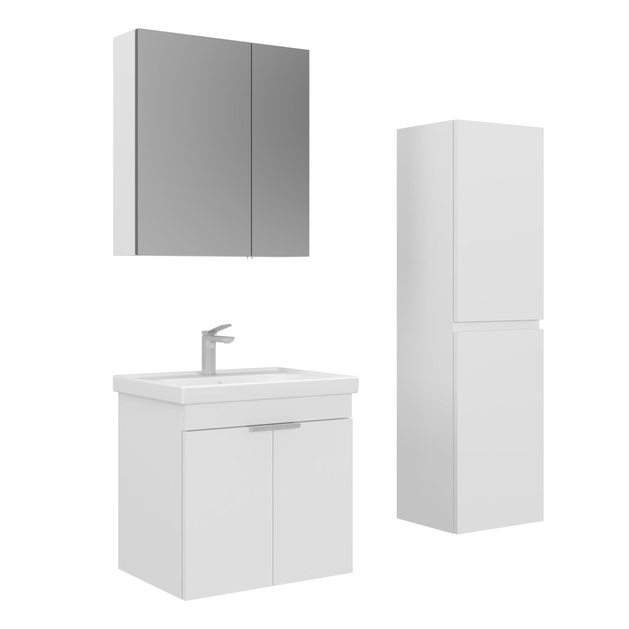 Orka Desna 60 cm Mat Beyaz Banyo Dolabı Takımı ve Boy Dolabı