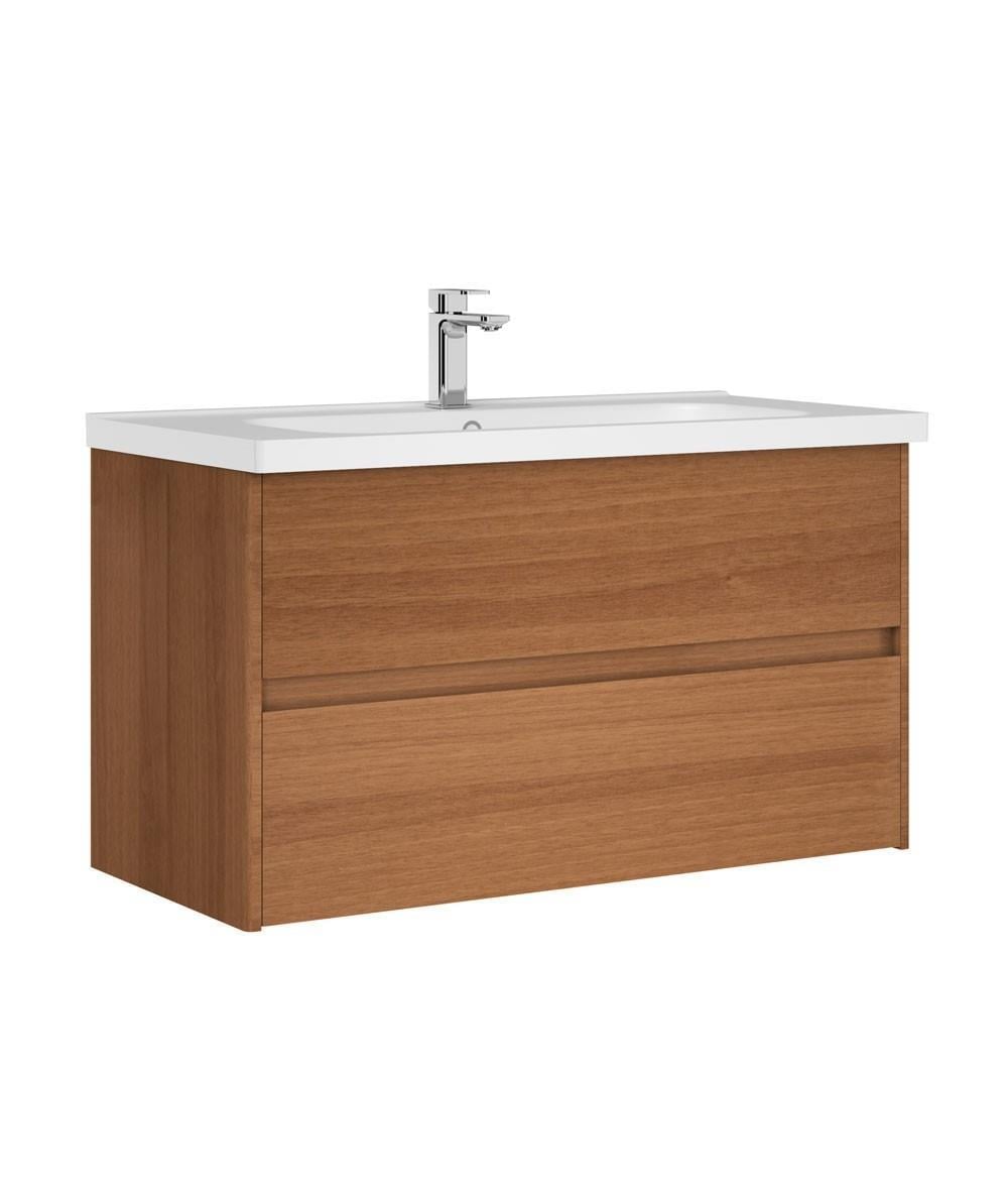 Orka Düden 65 cm MDF Çekmeceli Teak Banyo Dolabı Alt Modül Lavabo