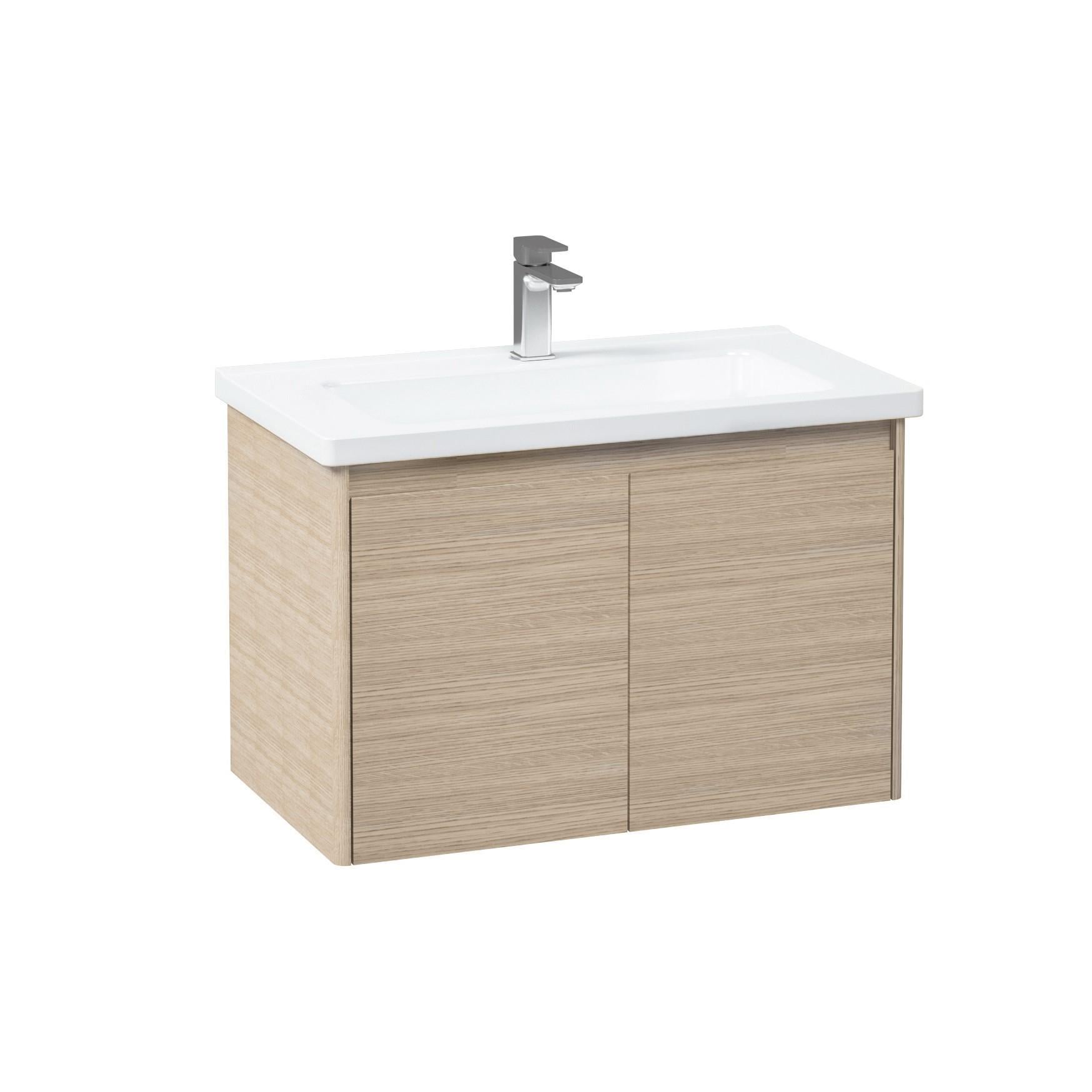Orka Düden 80 cm MDF Kapaklı Meşe Banyo Dolabı Alt Modül Lavabo