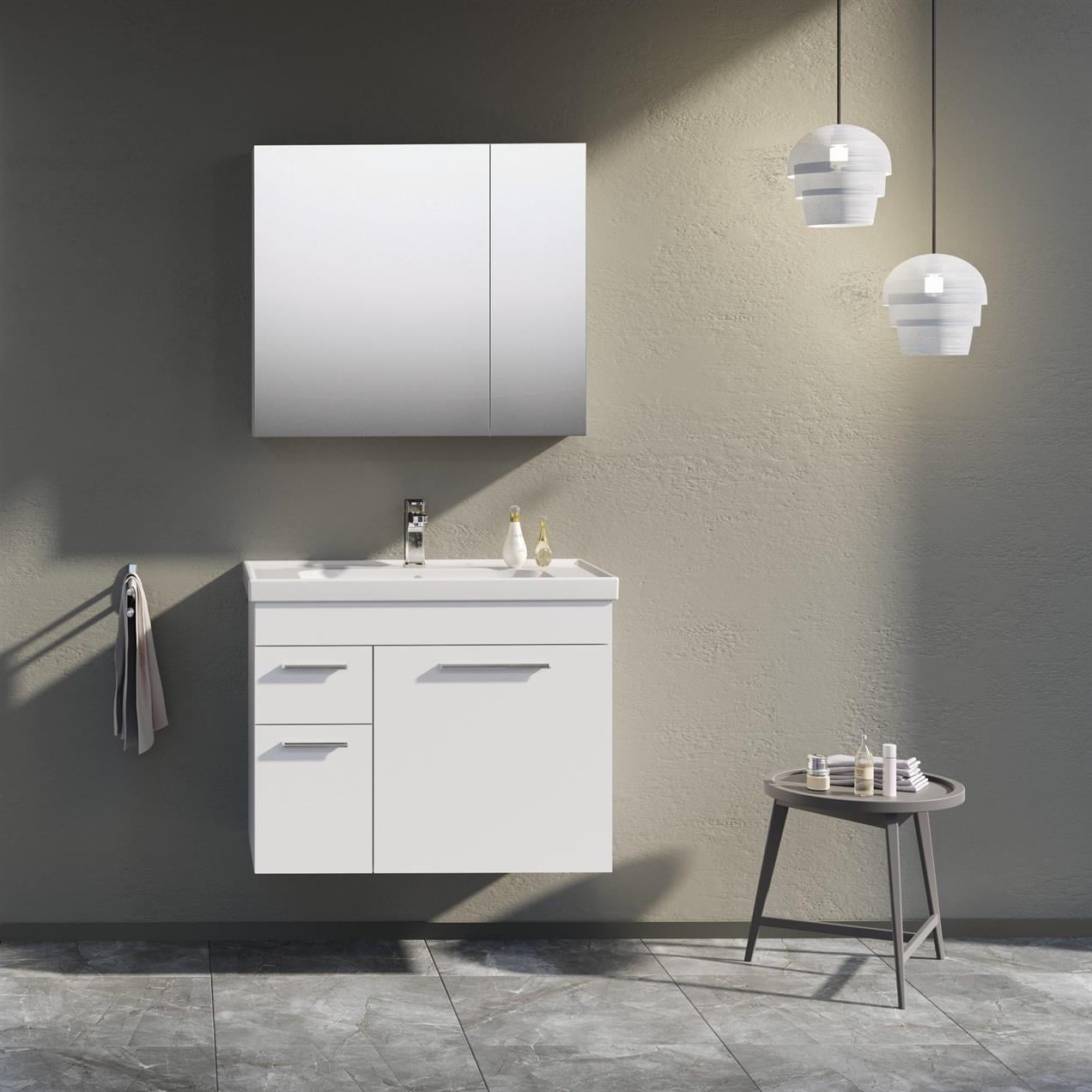 Orka Enez 80 cm MDF Beyaz Banyo Dolabı Takımı