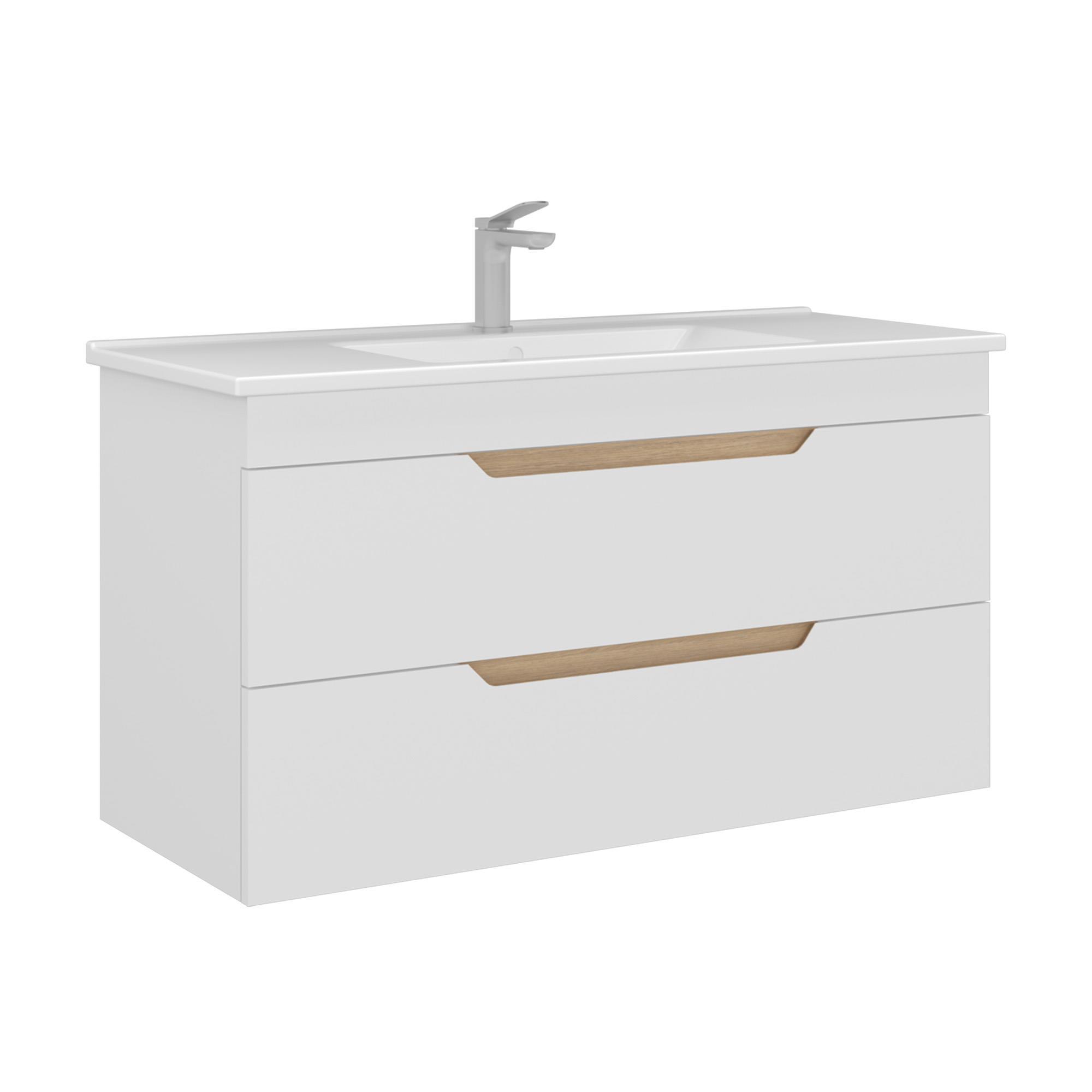 Orka Lena 100 cm Mat Beyaz Çekmeceli Banyo Dolabı Alt Modül Lavabo