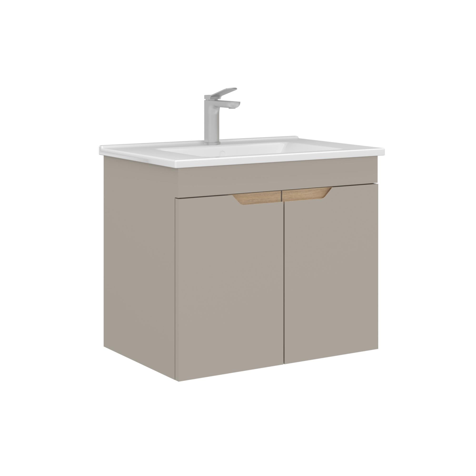 Orka Lena 65 cm Çöl Beji Kapaklı Banyo Dolabı Alt Modül Lavabo
