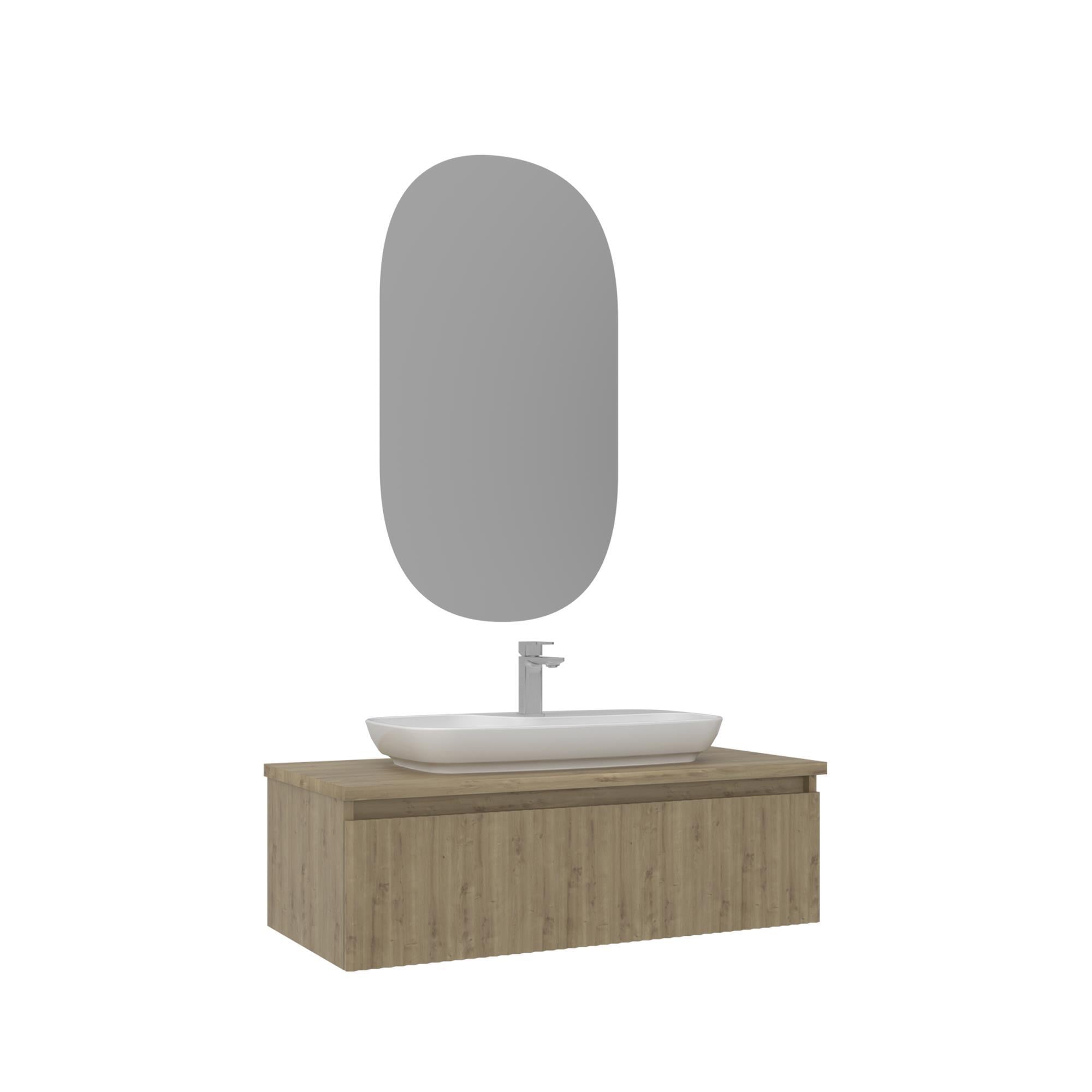 Orka Lentia 100 cm Meşe Banyo Dolabı Takımı