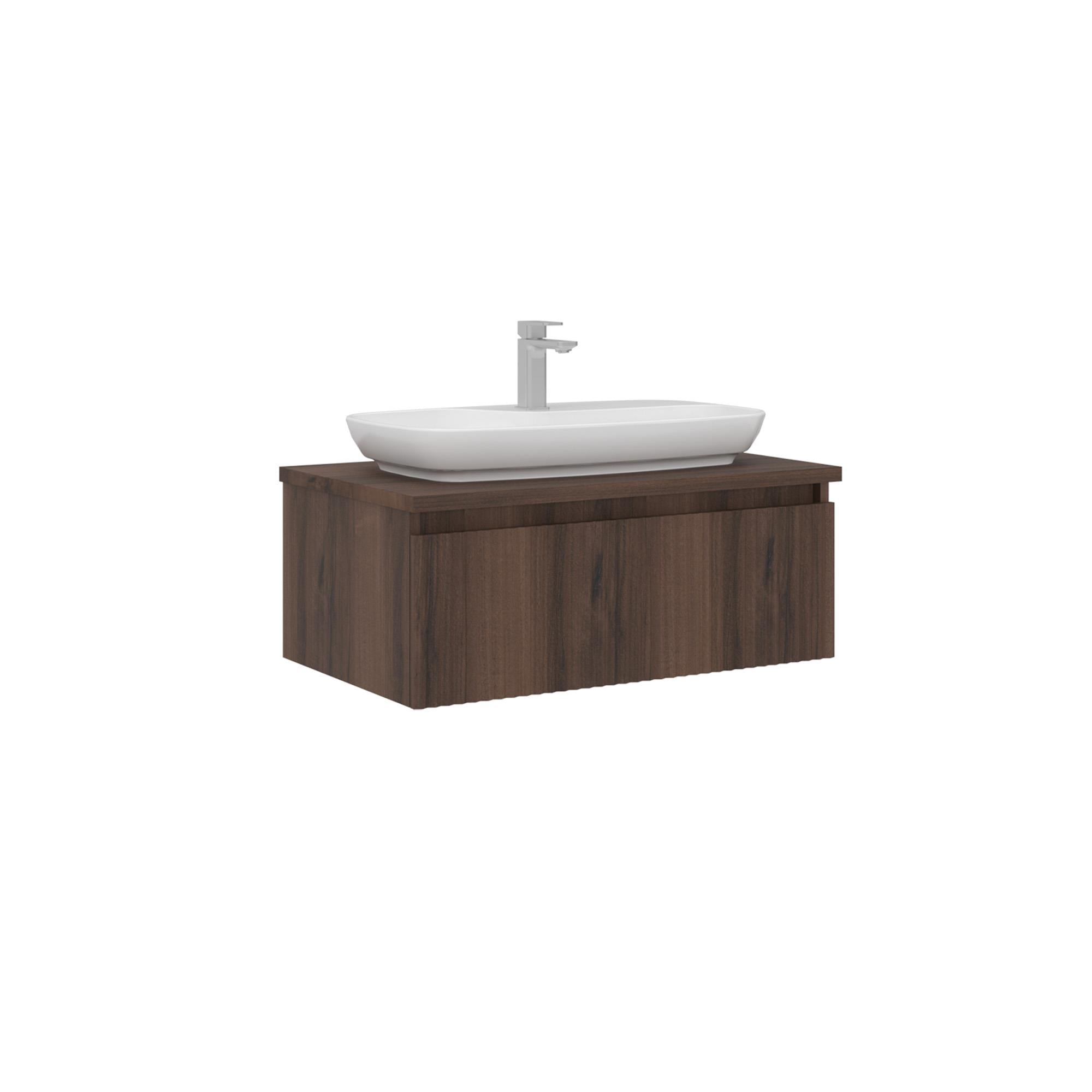 Orka Lentia 80 cm Ceviz Banyo Dolabı Alt Modül Lavabo