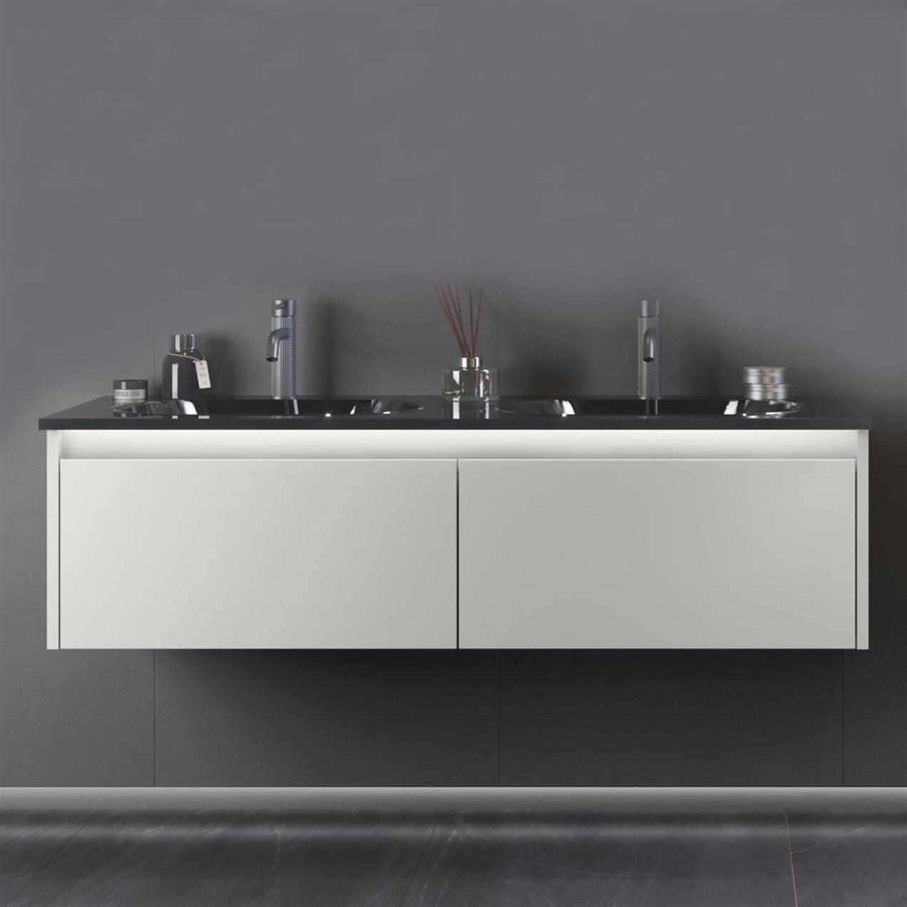 Orka Lisbon 132 cm MDF Kaşmir Banyo Dolabı Alt Modül ve Lavabo