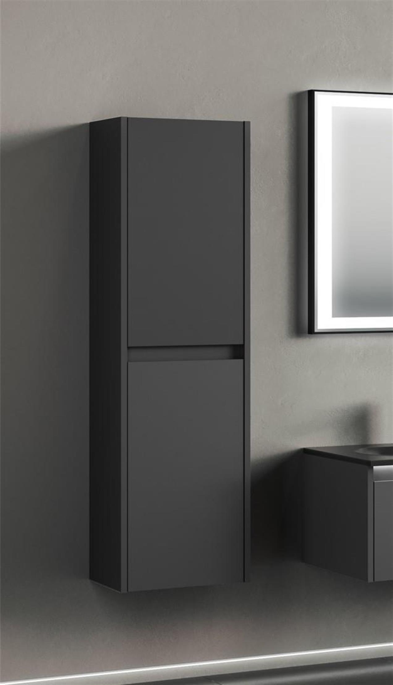 Orka Lisbon 40 cm MDF Mat Antrasit Banyo Boy Çamaşır Dolabı