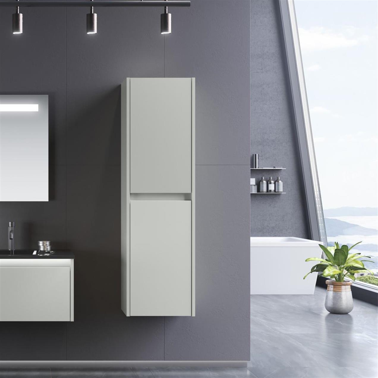 Orka Lisbon 40 cm MDF Mat Kaşmir Banyo Boy Çamaşır Dolabı