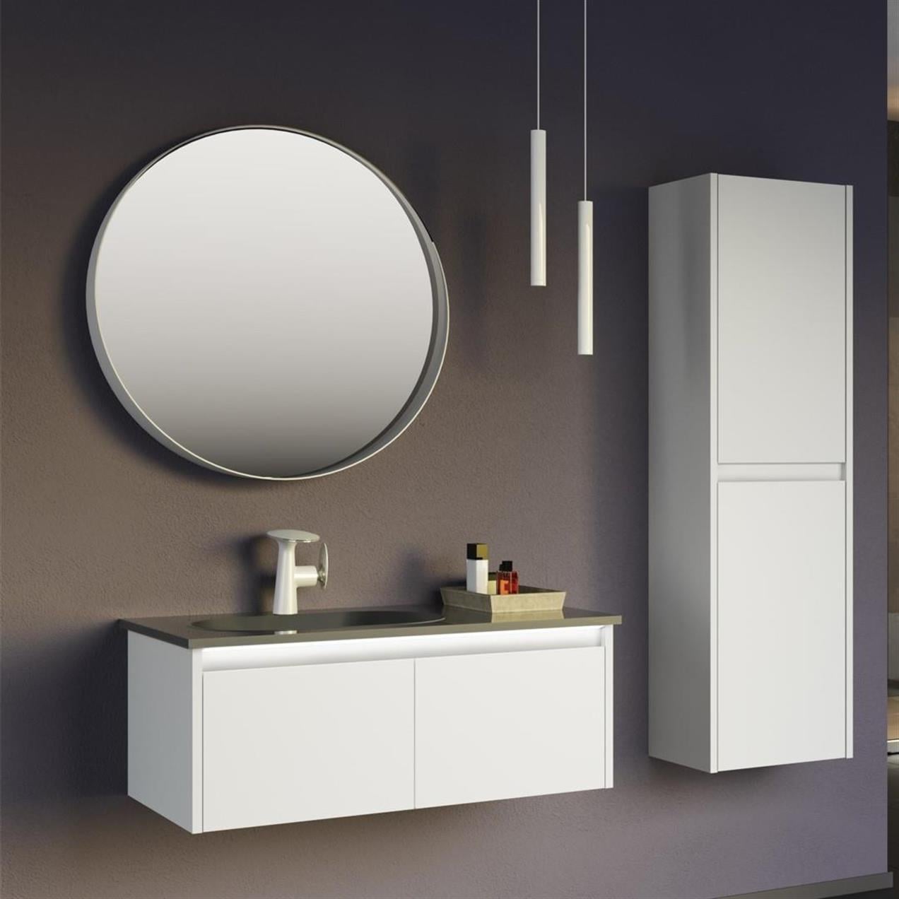 Orka Lisbon 90 cm MDF Mat Beyaz Banyo Dolabı Takımı ve Boy Dolabı