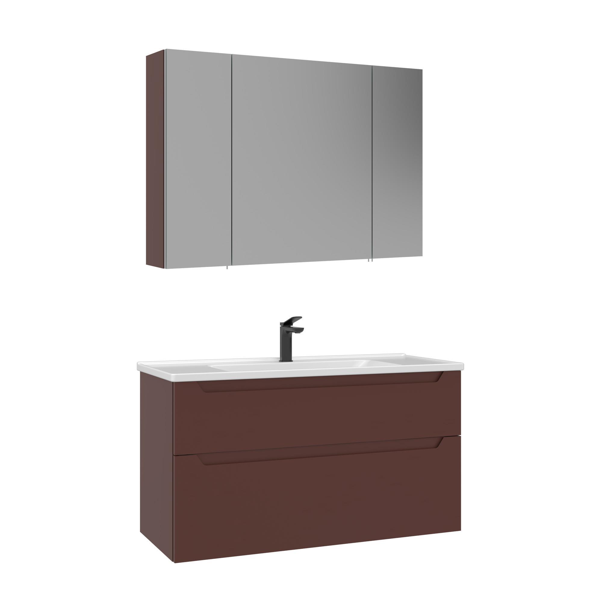 Orka Messina 100 cm Tuscan Kırmızı Banyo Dolabı Takımı