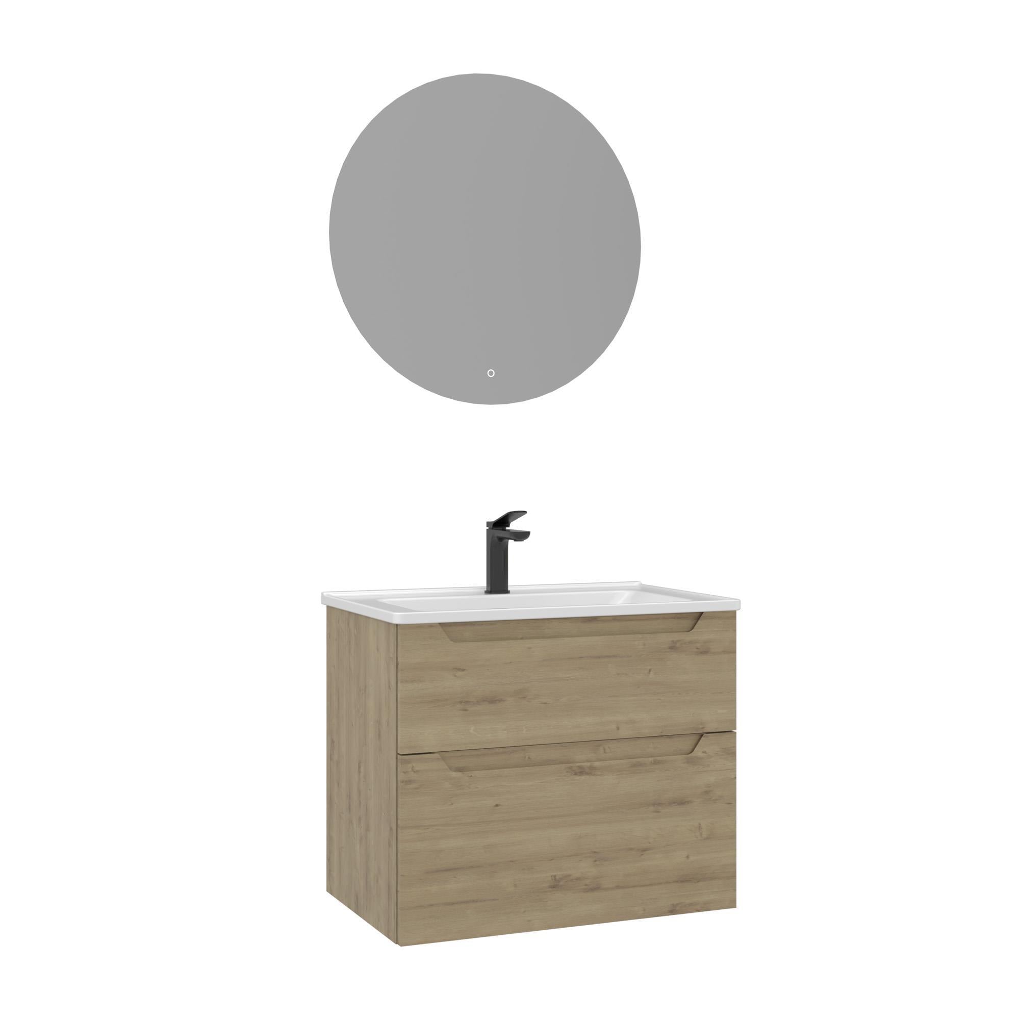 Orka Messina 65 cm Meşe LED Banyo Dolabı Takımı