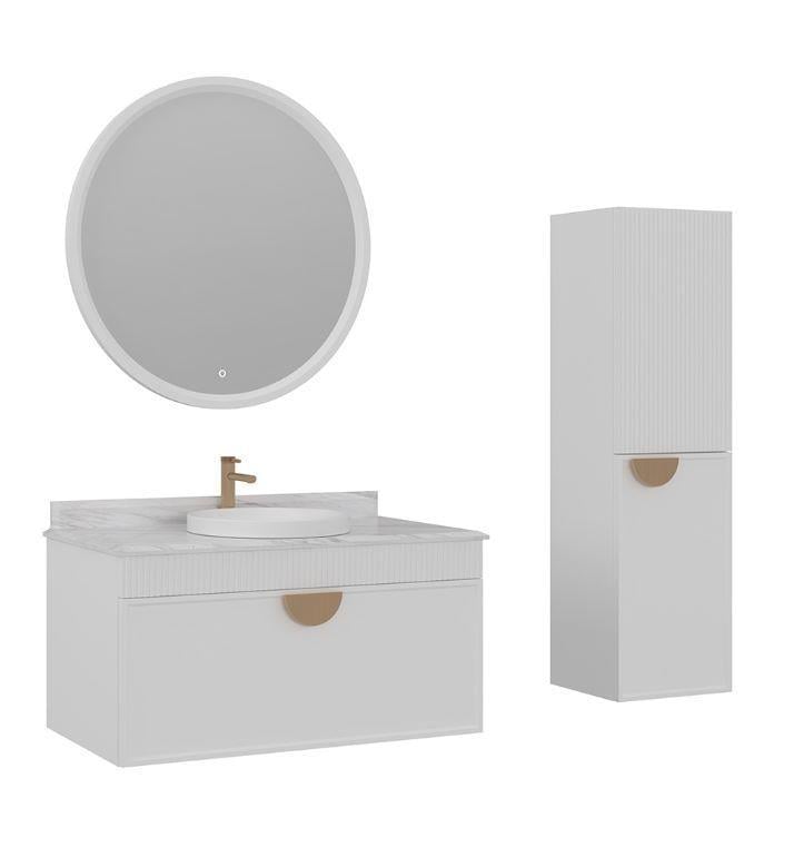 Orka Molino 100 cm Beyaz Banyo Dolabı Takımı ve Boy Dolabı