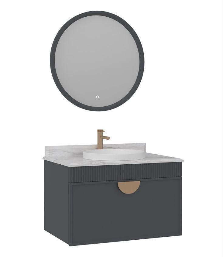 Orka Molino 80 cm Antrasit Banyo Dolabı Takımı