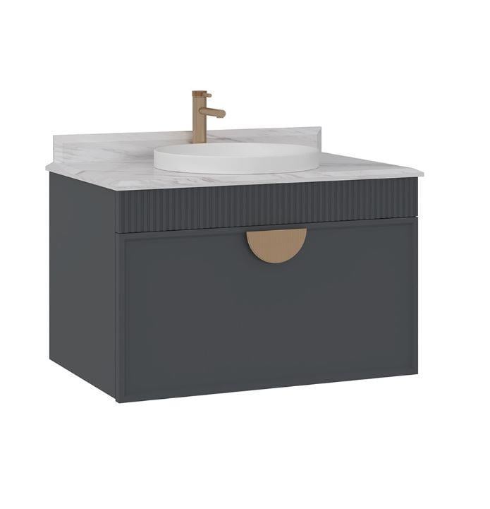 Orka Molino 80 cm Antrasit Banyo Dolabı Alt Modül ve Lavabo