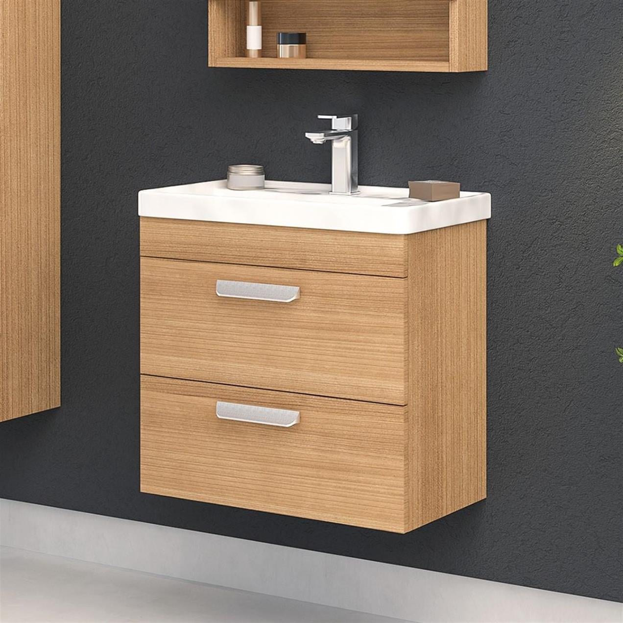 Orka Nova 60 cm MDF Morgana Kiraz Banyo Dolabı Alt Modül, Lavabo