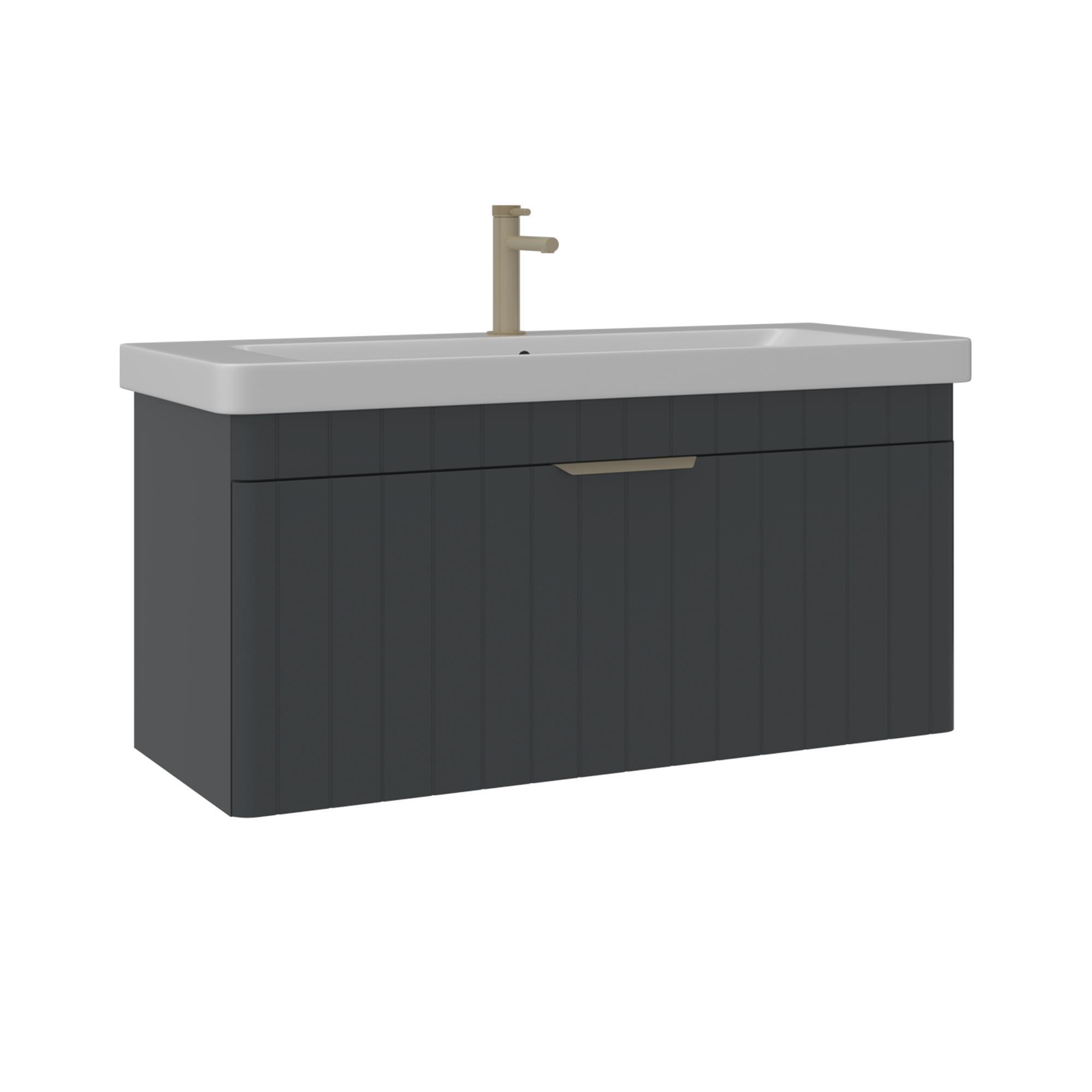 Orka Procida 105 cm Mat Antrasit Banyo Dolabı Alt Modül Lavabo