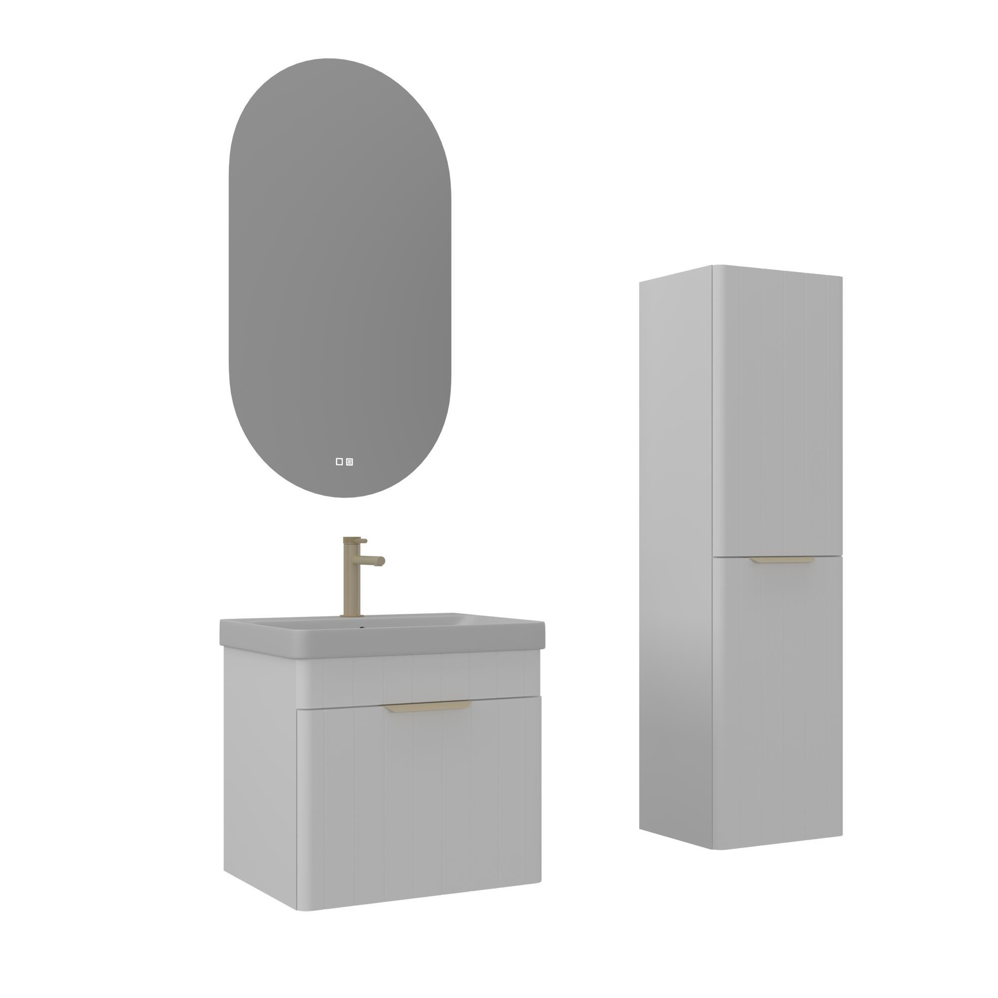 Orka Procida 60 cm Mat Beyaz Banyo Dolabı Takımı ve Boy Dolabı