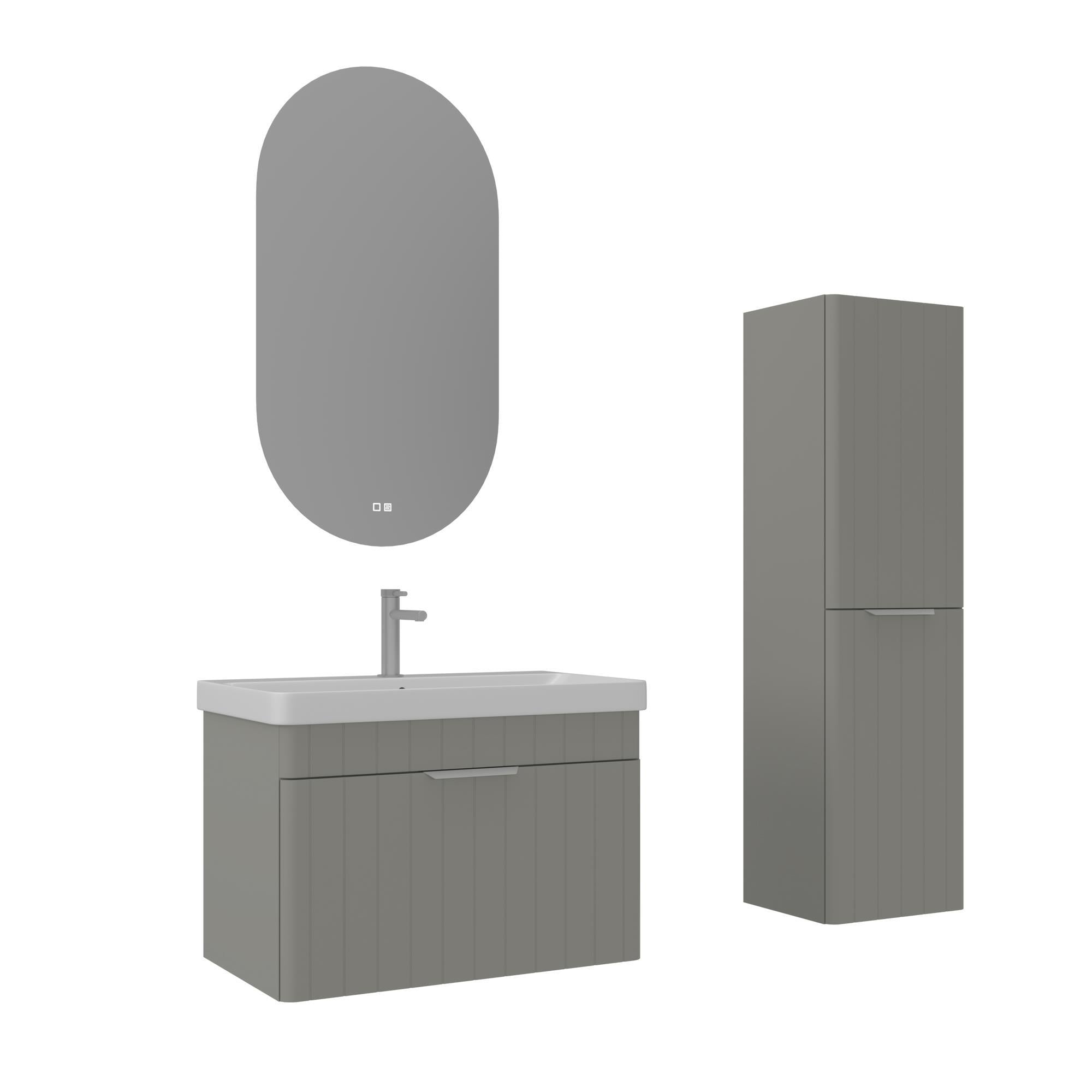 Orka Procida 80 cm Mat Kaşmir Banyo Dolabı Takımı ve Boy Dolabı