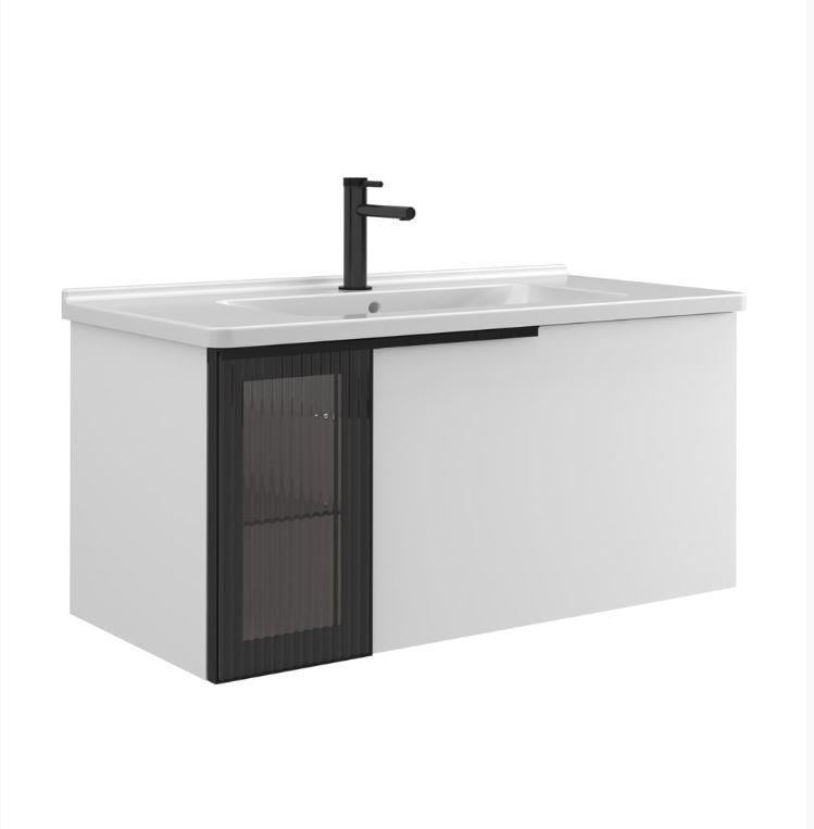 Orka Pure 100 cm Mat Beyaz Banyo Dolabı Alt Modül ve Lavabo