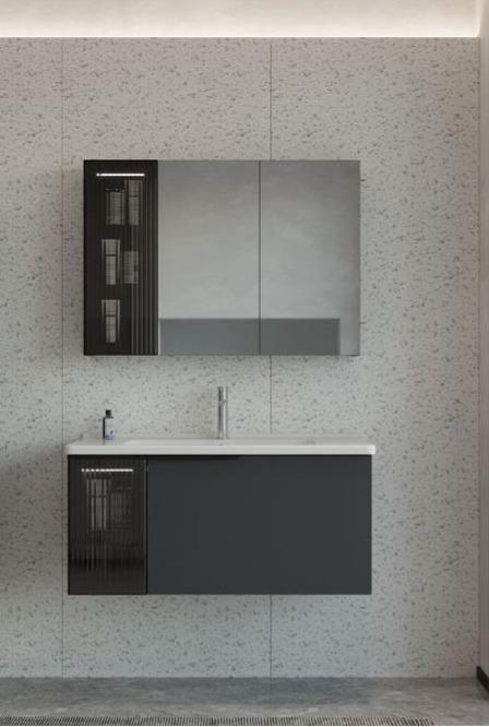 Orka Pure 80 cm Mat Antrasit Banyo Dolabı Takımı